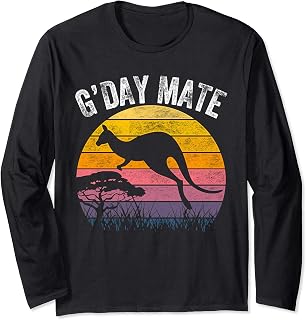 Australia G'Day Mate Shirt Funny Kangaroo Australian Symbol Long Sleeve T-Shirt