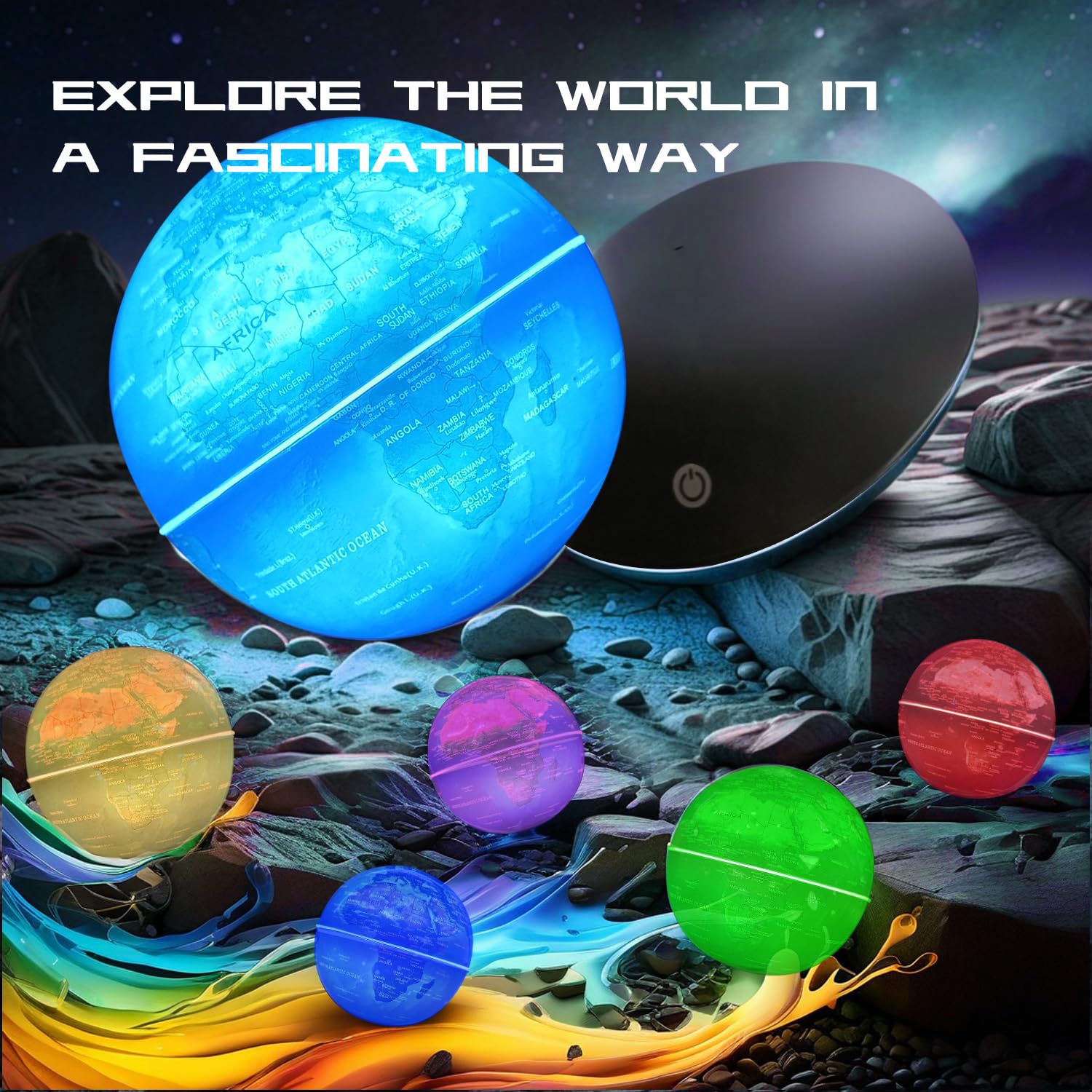Globo levitante magnético con luz led, 360 giratorio globo flotante mapa del mundo para la pantalla de la oficina en casa, regalo de tecnología fresca para hombres padre y niñas