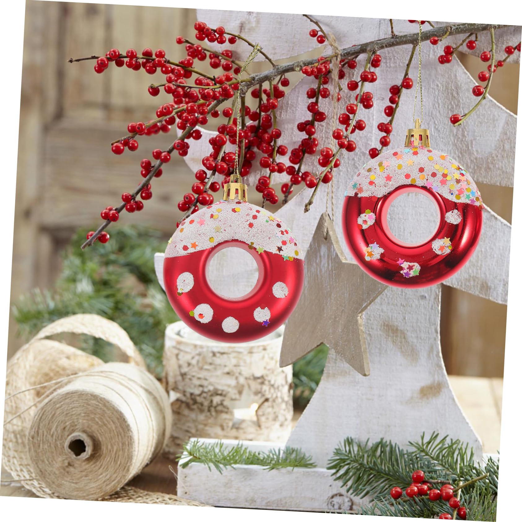 IMIKEYA 20piezas Adornos Colgantes Navideños Decoración De Árbol De Navidad Pendientes Temáticos De Festividad Diseño De Donut Fiestas y Celebraciones