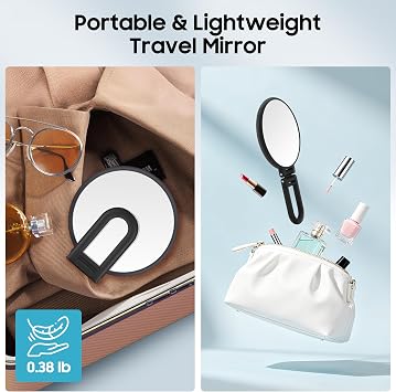 MIYADIVA 40X Magnifying Mirror, Hand Mirror for Makeup, Double Sided with 40X/1X Magnification, Travel Essential, Portable Foldable for Desktop and Bathroom, Gift for Women, Black