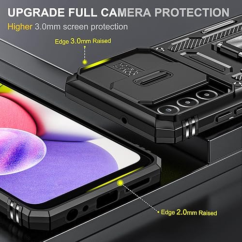 Miniatura 9 de Funda para Samsung Galaxy A03S, Galaxy A03S con protector de pantalla, grado militar 16 pies, funda a prueba de caídas con soporte magnético, funda