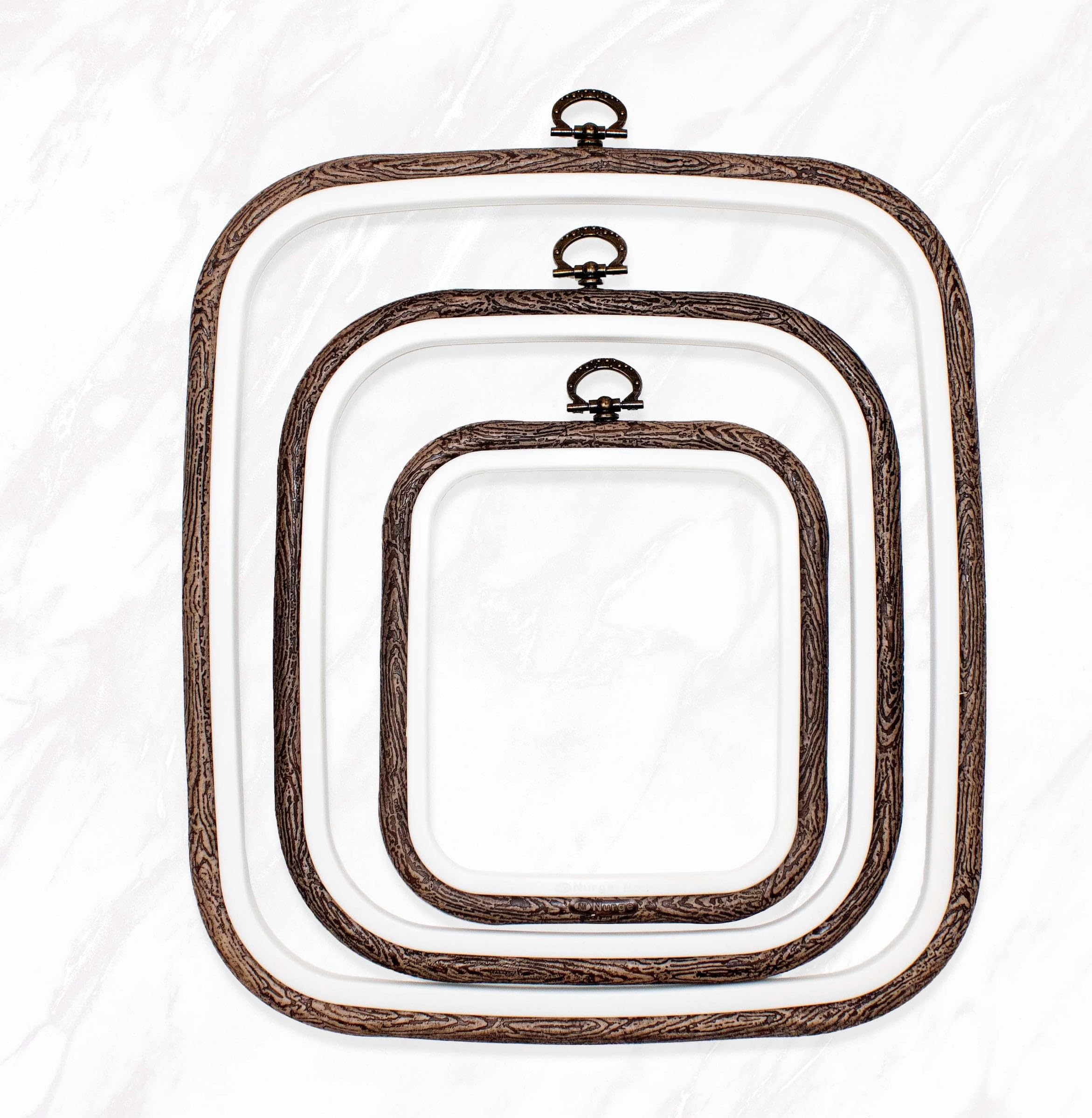 Cross Stitch Square Hoop - Nurge Embroidery Hoop (Brown, 4.90" x 5.70")