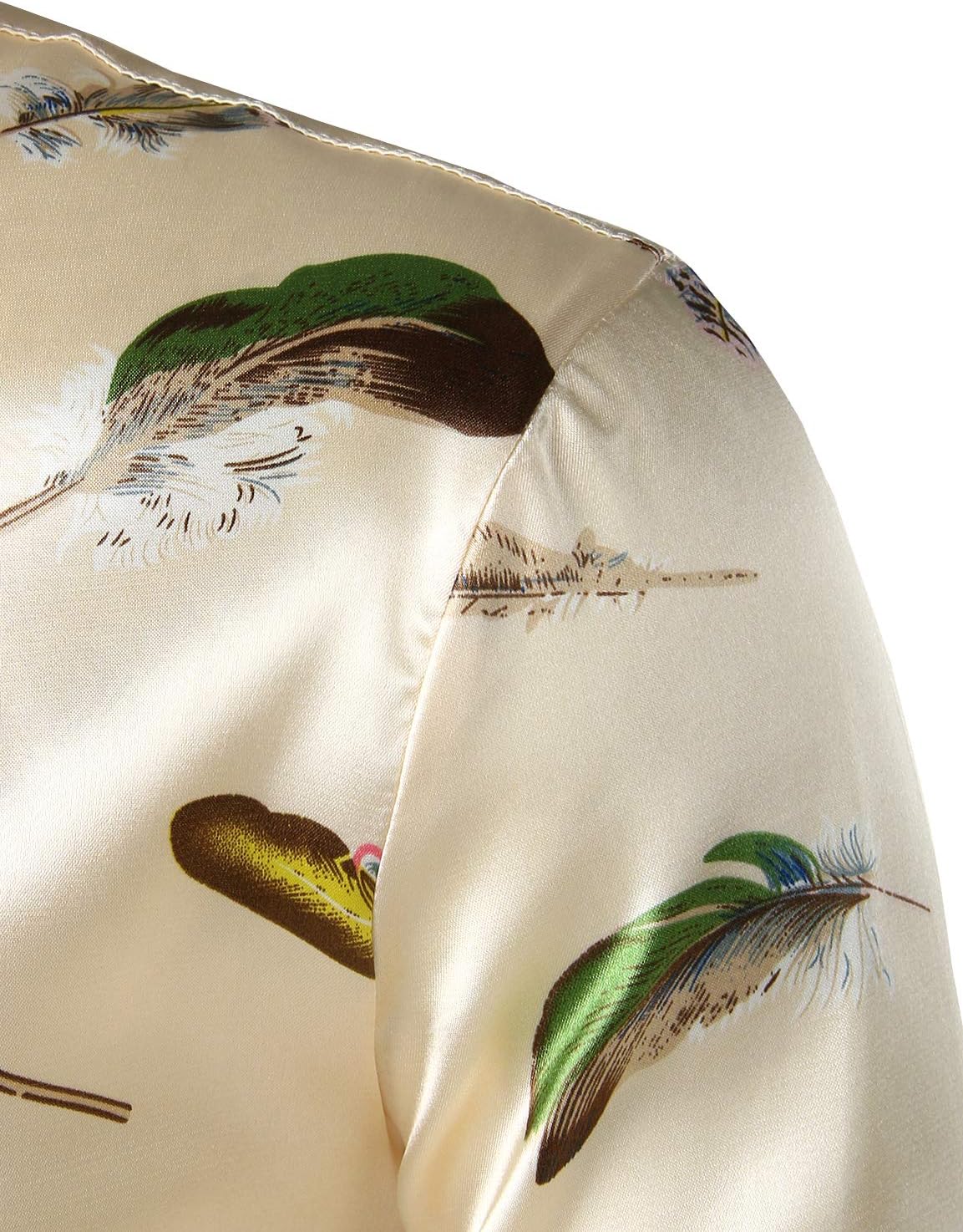 ZEROYAA Men's Hipster Printed Silk Like Satin Button Up Dress Shirt for Party Prom - Image 5