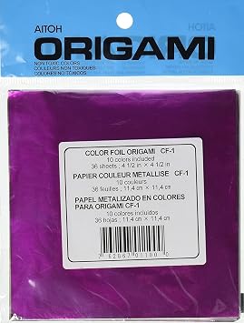 Aitoh Origami Paper 4.5"X4.5" 36/Pkg, Assorted Foil
