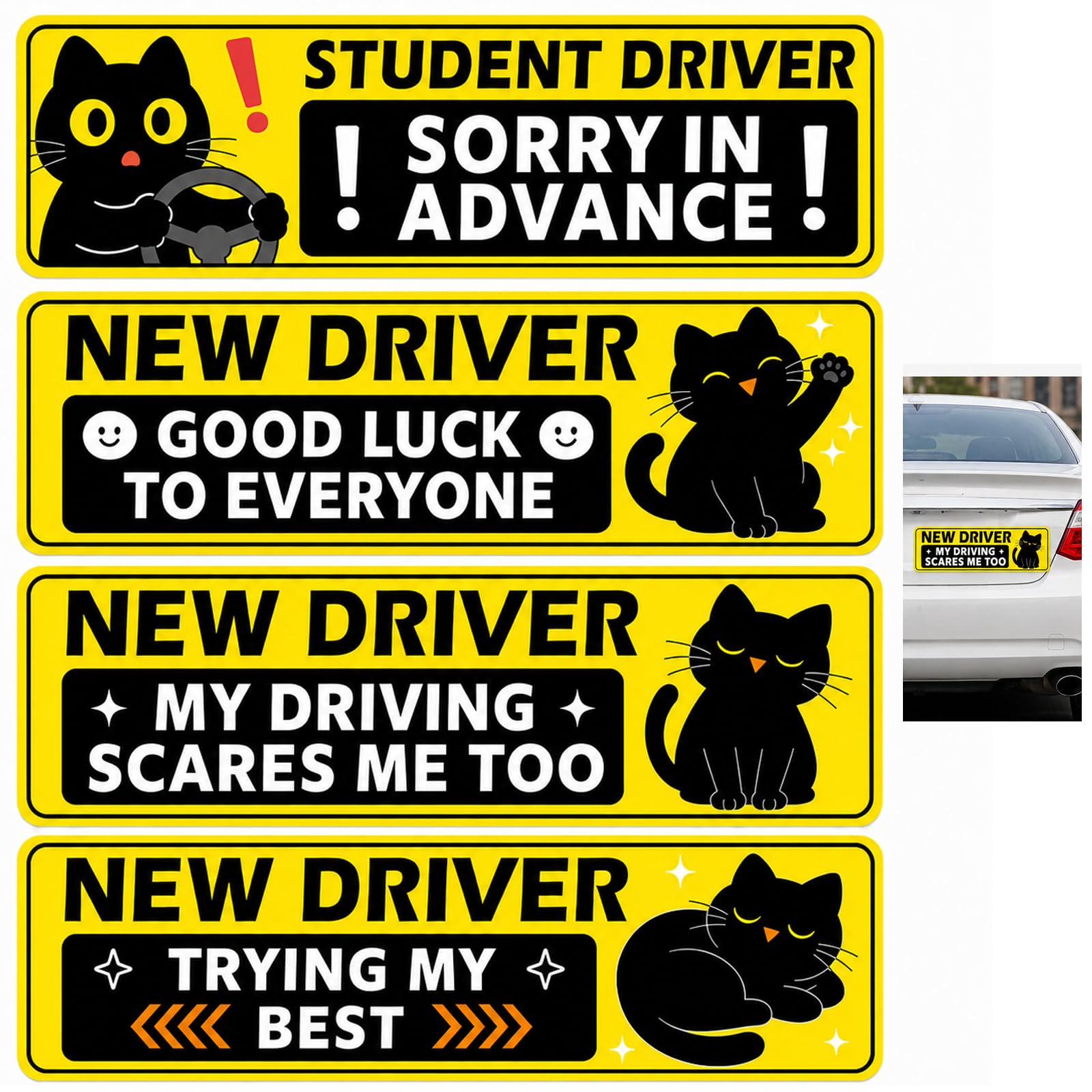 Cartel magnético de conductor novel de gato para evitar estrés al volante