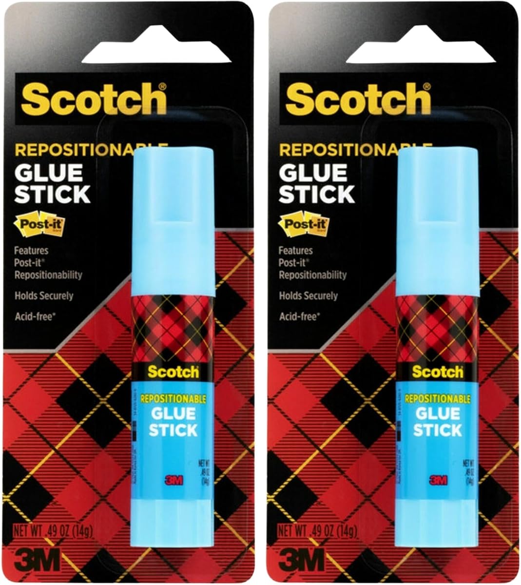 Removable Restickable Glue Stick, .49oz, Repositionable Stick, 2-PACK