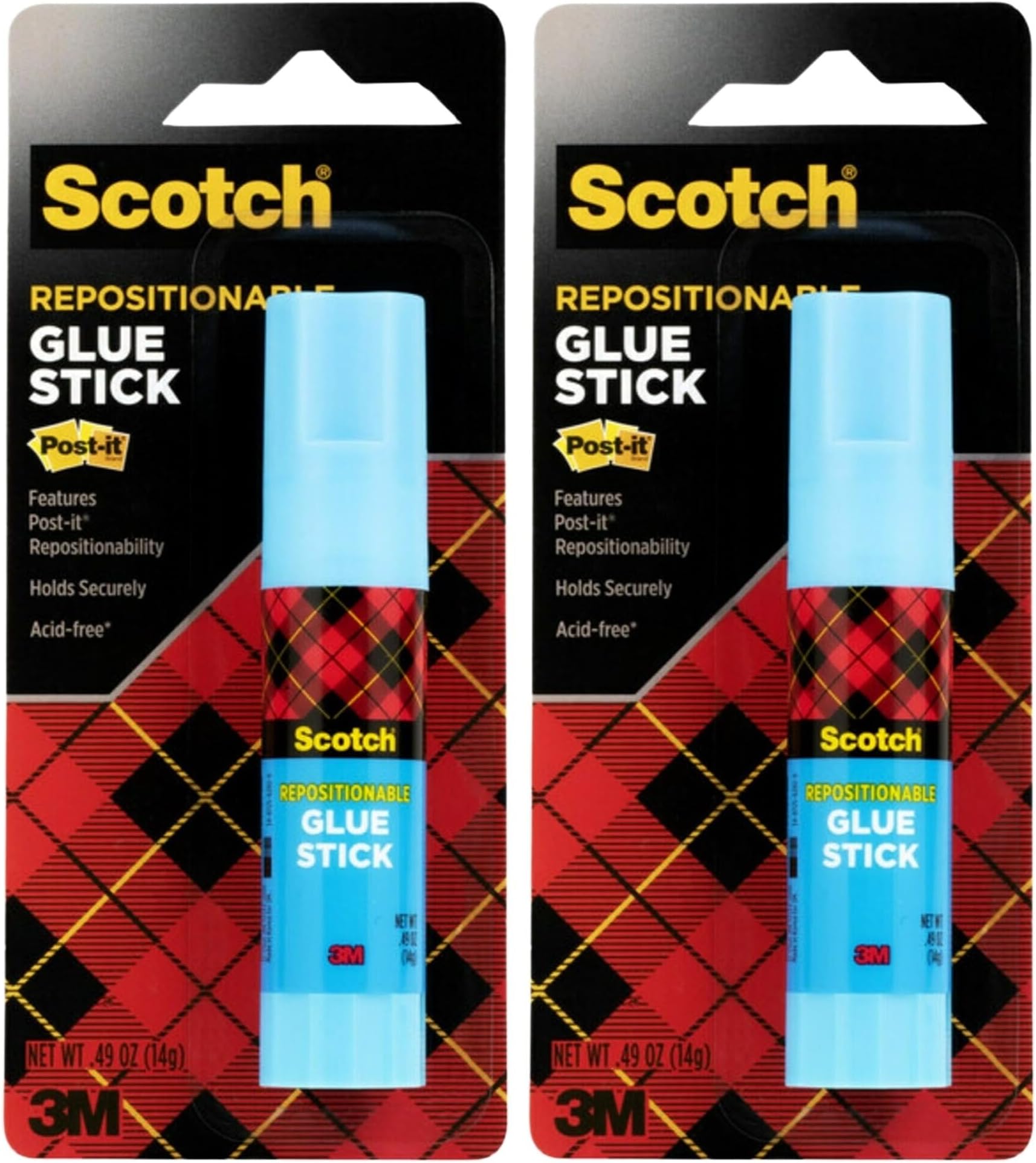 Removable Restickable Glue Stick, .49oz, Repositionable Stick, 2-PACK
