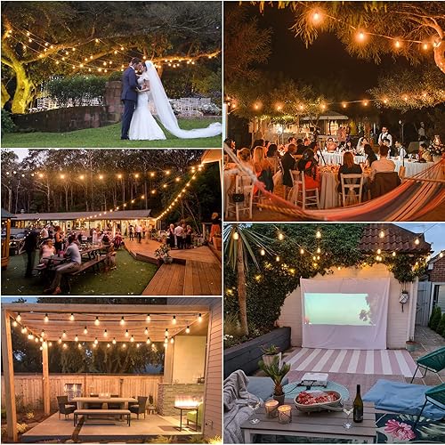 Vista 20 de Mlambert - Tira de luces LED G40 para exteriores, de 100 pies (2 tiras de 50 pies), con 50+4 bombillas LED, luces colgantes impermeables