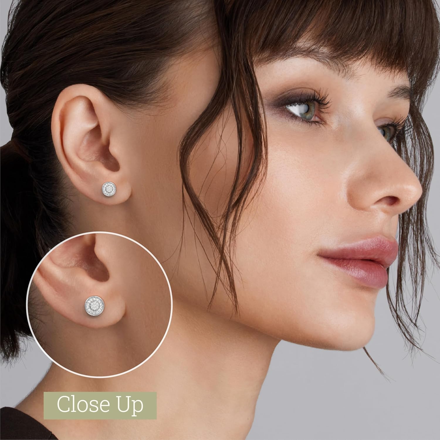Itsy Bitsy by Gilded Sterling Silver Diamond Stud Earrings, 1/6 CTTW, SI1 F-Color Lab Grown Diamonds, Push Back