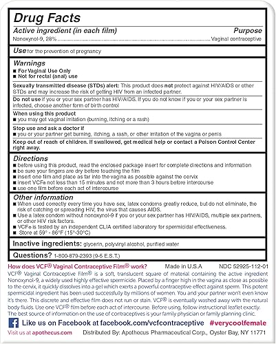 Miniatura 3 de VCF Película anticonceptiva vaginal - 9 unidades, paquete de 5