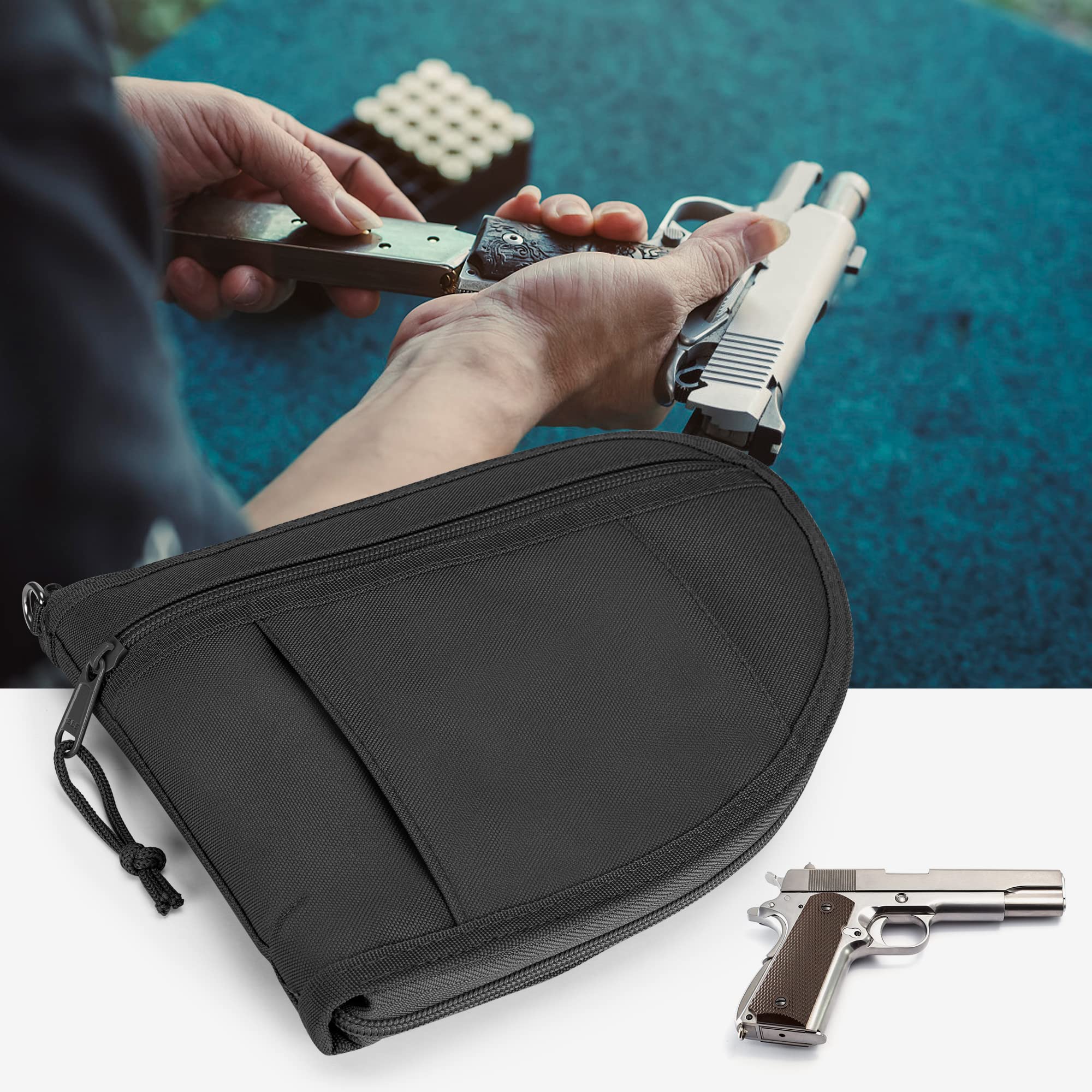 GOBUROS Custodie imbottite per pistola con cerniera chiudibile a chiave, borsa per pistola con fodera in velluto ispessito (confezione da 2)