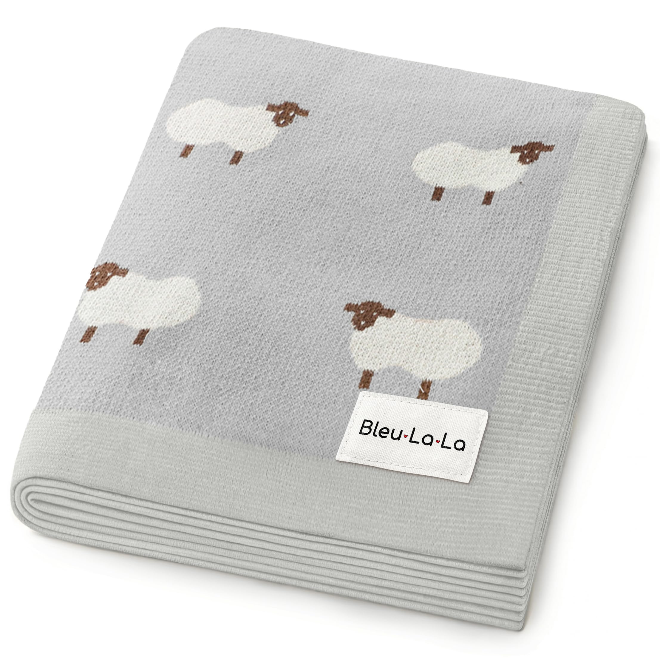 Knit Baby Swaddle Blanket - 100% Cotton Soft Cozy Lightweight Unisex Receiving Swaddling Stroller Quilt Blanket for Shower Gift Registry for Newborns Infants &amp; Toddlers (Sheep - Grey)