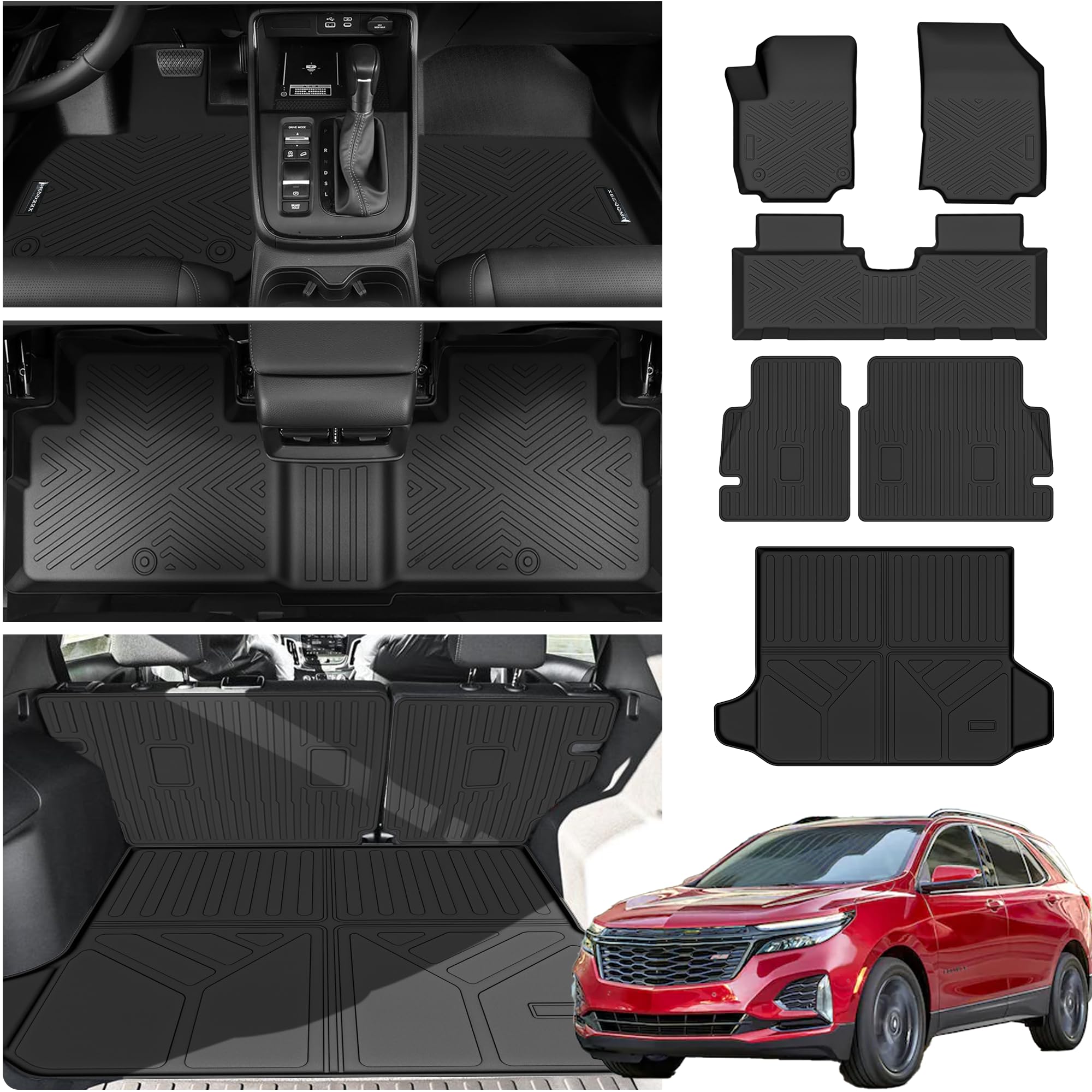 Floor Mats &Trunk Mat for 2018-2024 Chevrolet Equinox/GMC Terrain with Backrest Mat All Weather TPE Rubber Cargo Liner Back Seat Protector for 2024 Chevy Equinox Accessories