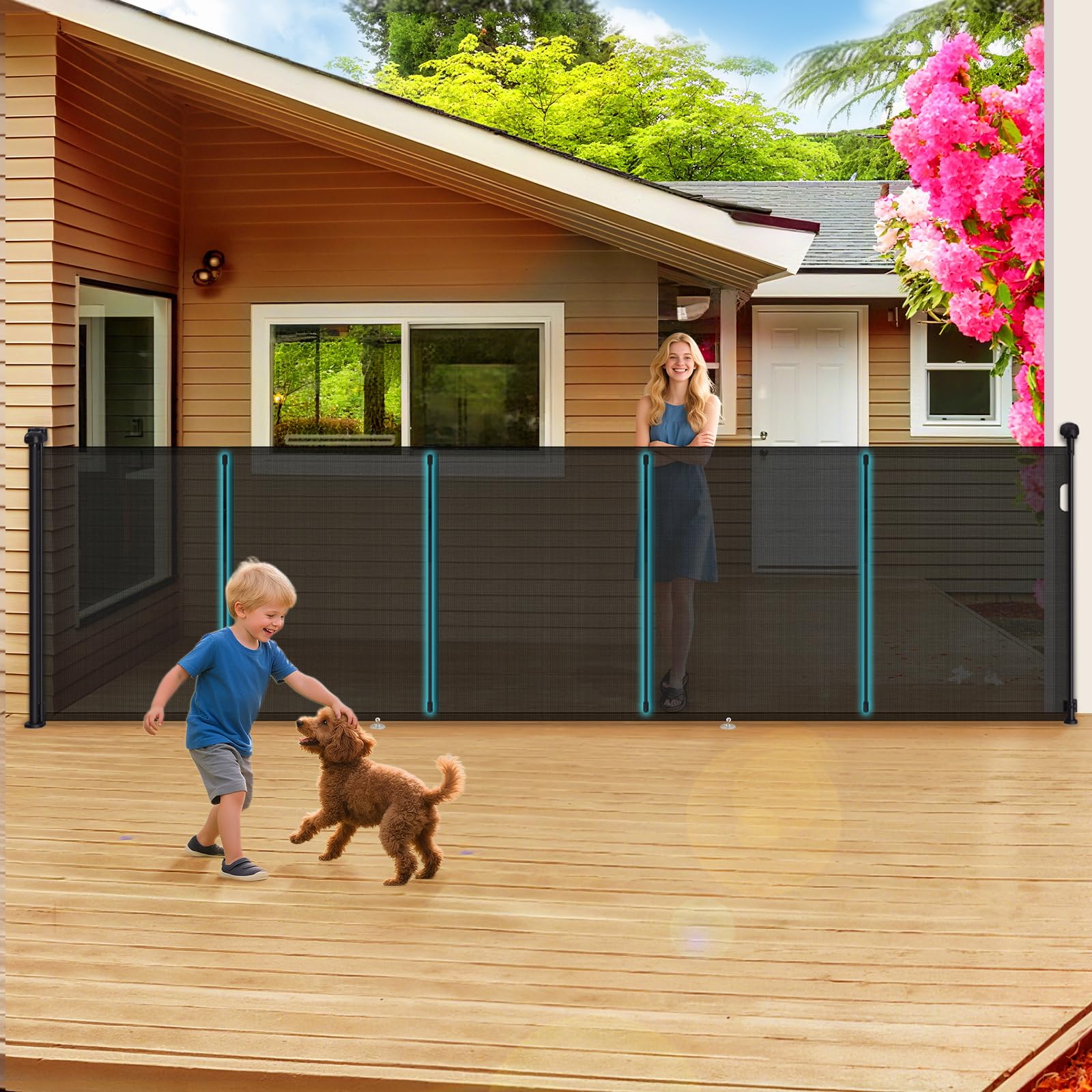 500cm/200inch Retractable gate Extra Wide, Upgraded 86cm/34inch Tall Stair Safety Gate for Baby and Dog, Hallway and Indoor/Outdoor Use — view 14
