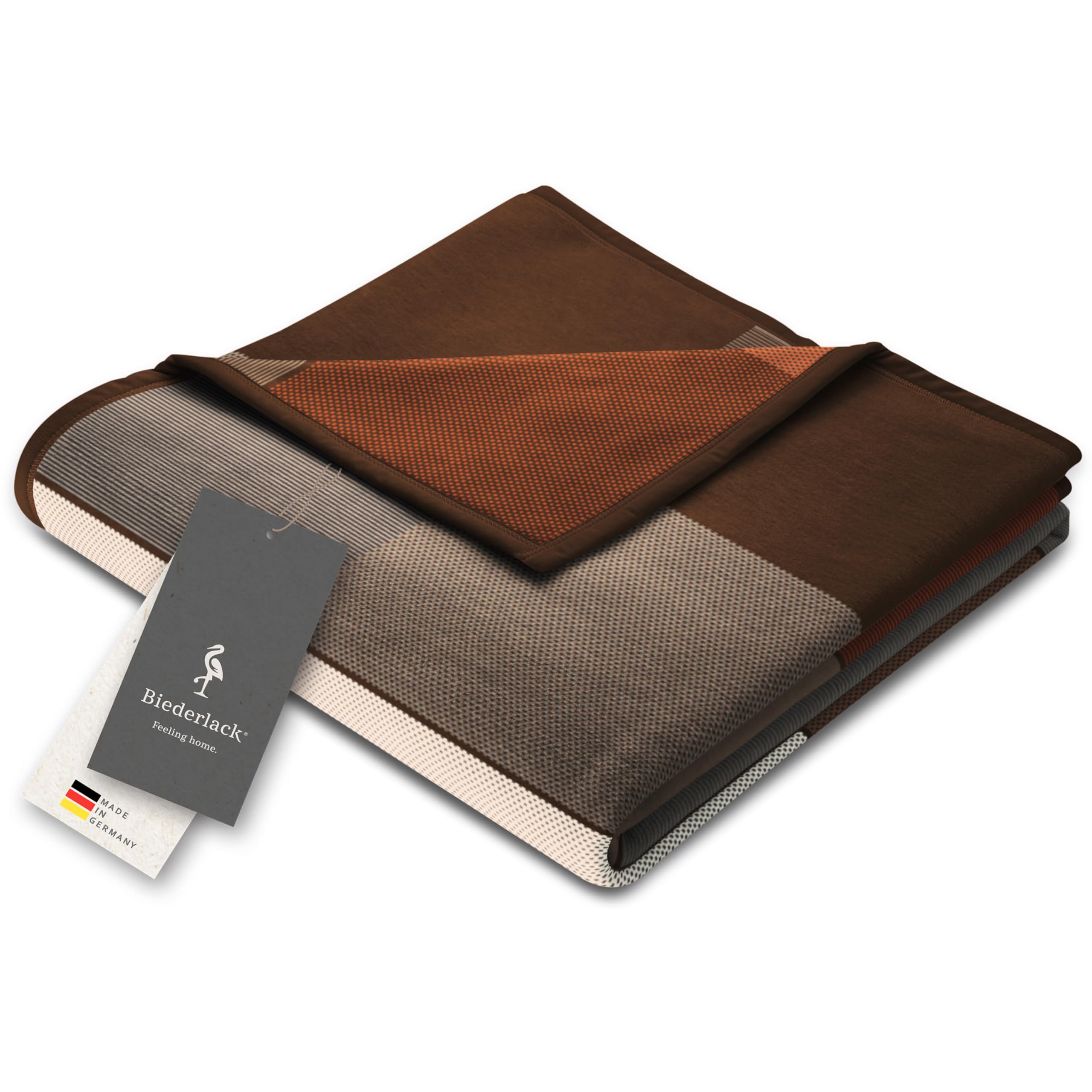 biederlack® weiche Kuscheldecke Brown Squares, Wohndecke in 150x200 cm
