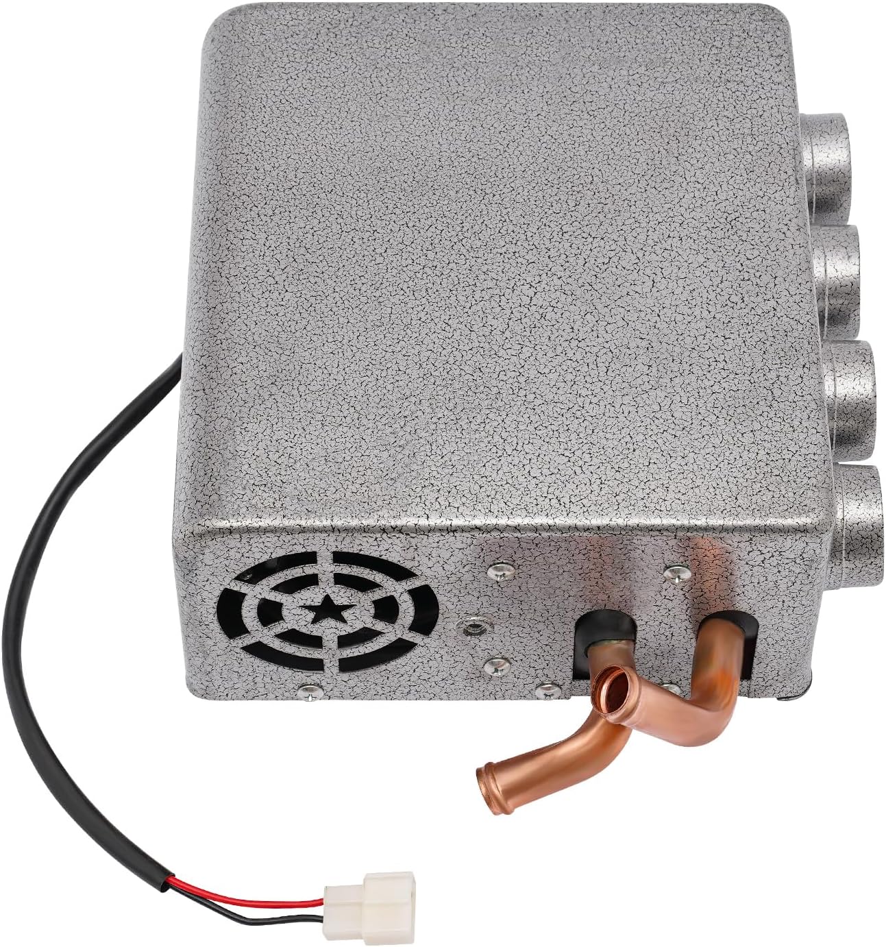 Universal 12V 4 Port Under Dash Heater – Direct Replacement Copper Iron Car Heater for Trucks, Minivans, Excavators, Harvesters – Defrost Defog, Warm Feet, Powerful Blower Motor, 9.3 * 8.5 * 3.9in