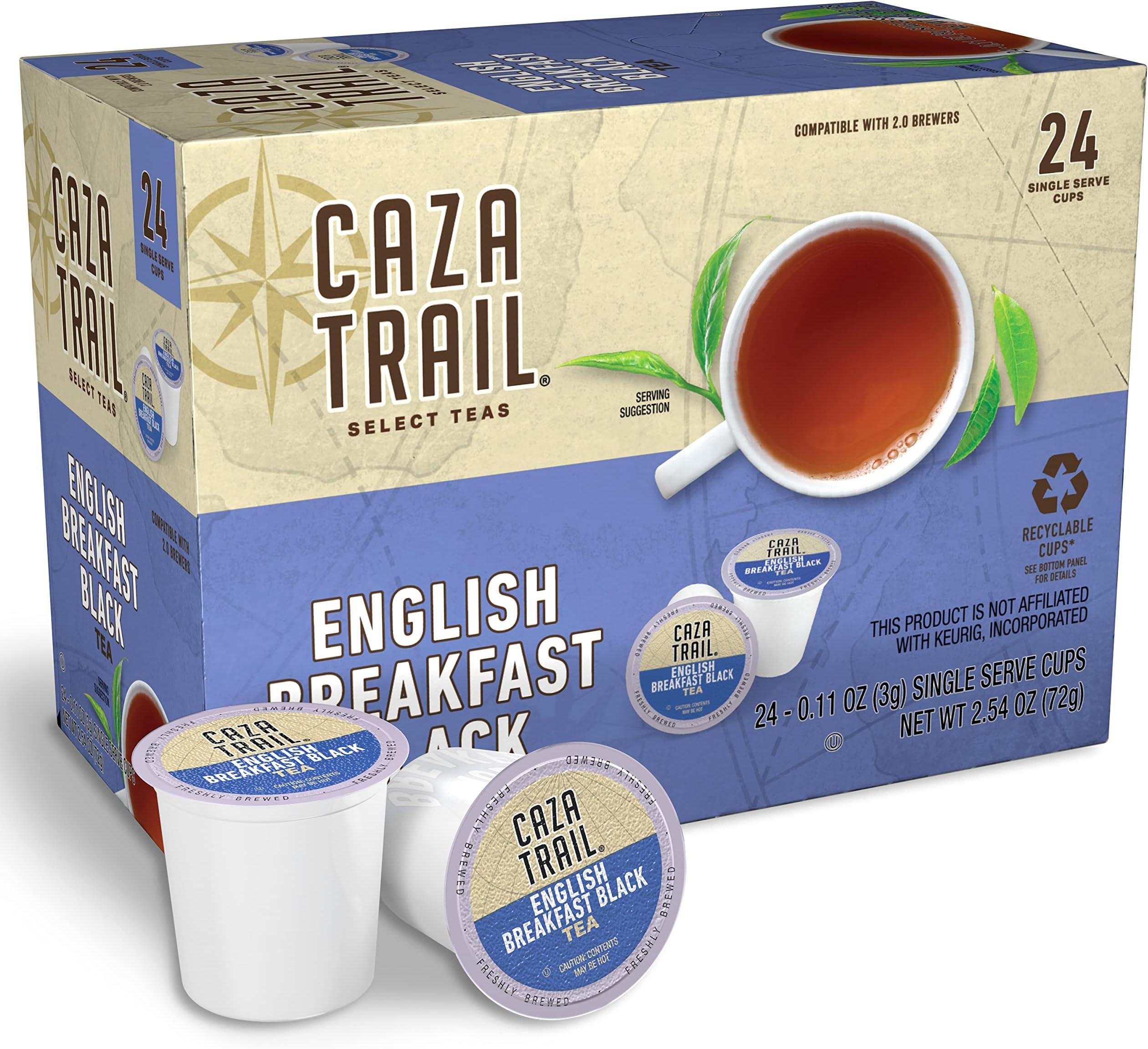 Caza Trail Black Tea Pods, English Breakfast, Single Serve (Pack of 24) (Packaging May Vary)