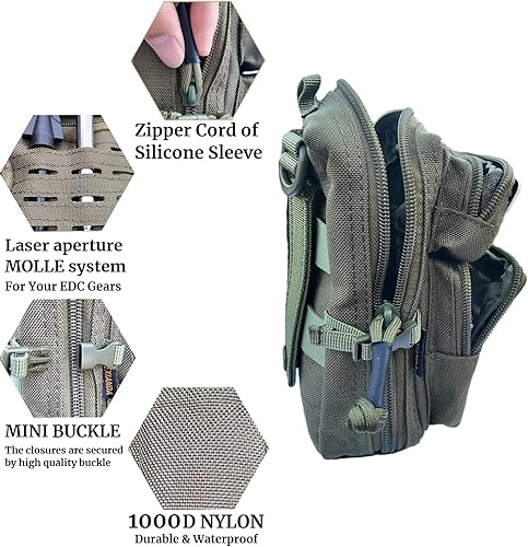 Miniatura 4 de Paquete de 2 bolsas tácticas Molle Utility, mini bolsa para cinturón EDC bolsa táctica para teléfono, bolsa de herramientas de administración al