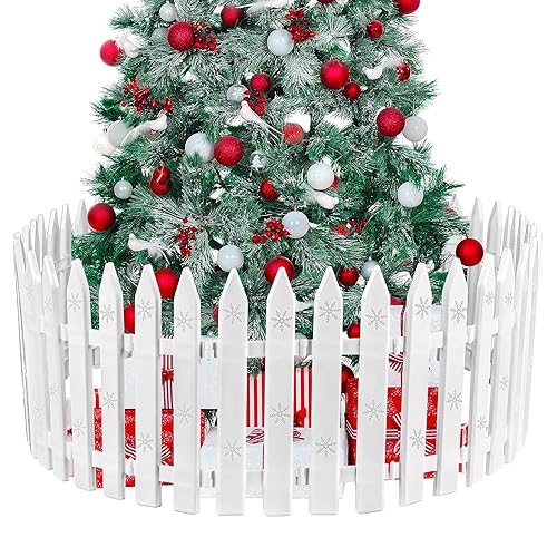 URATOT 30 Pieces Christmas Tree Thick White Plastic Picket Fence