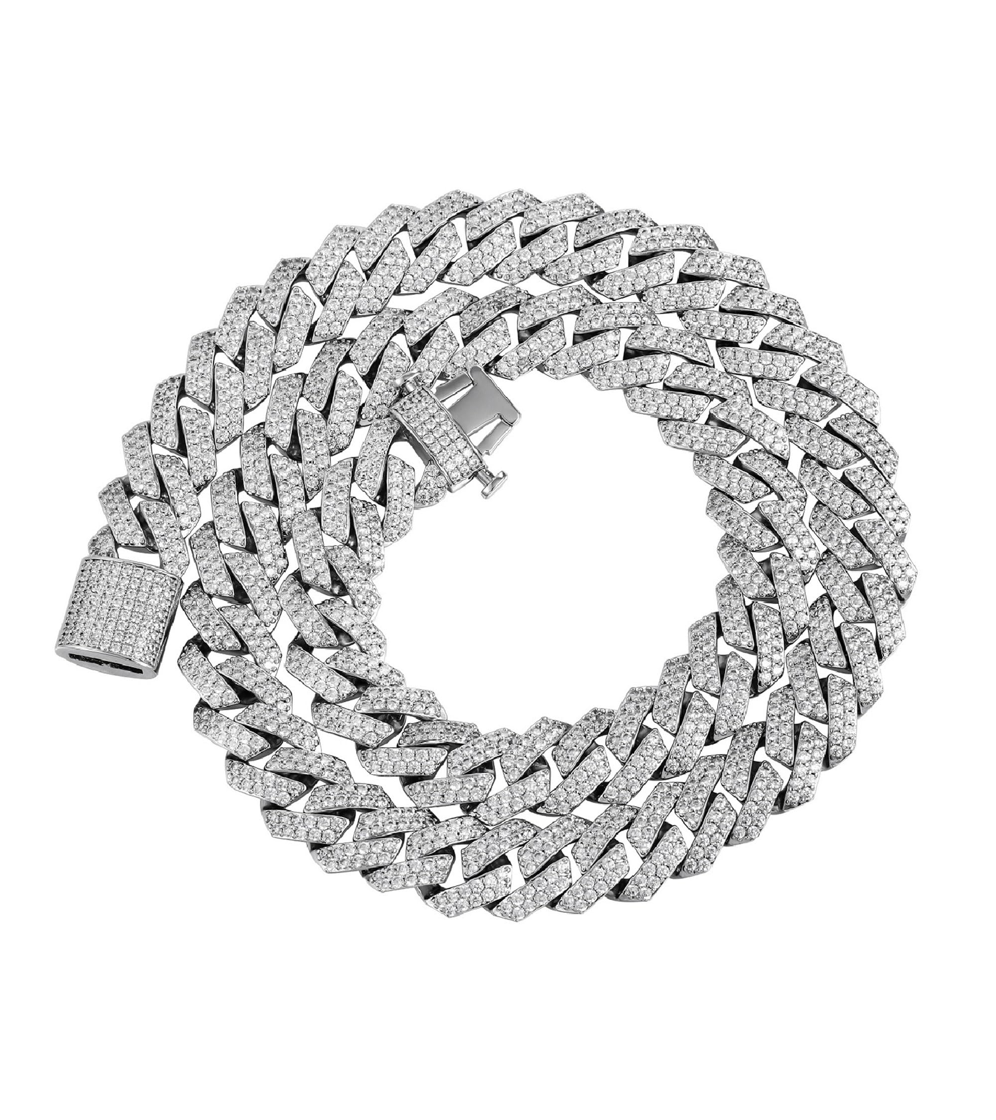 PY BLING Hip Hop Mens Full Iced Out 15mm 18K Golden/White Rose Golden Plated CZ Miami Cuban Link Chain Choker 18"-24" Necklace or 7.5"-8.5" Bracelet