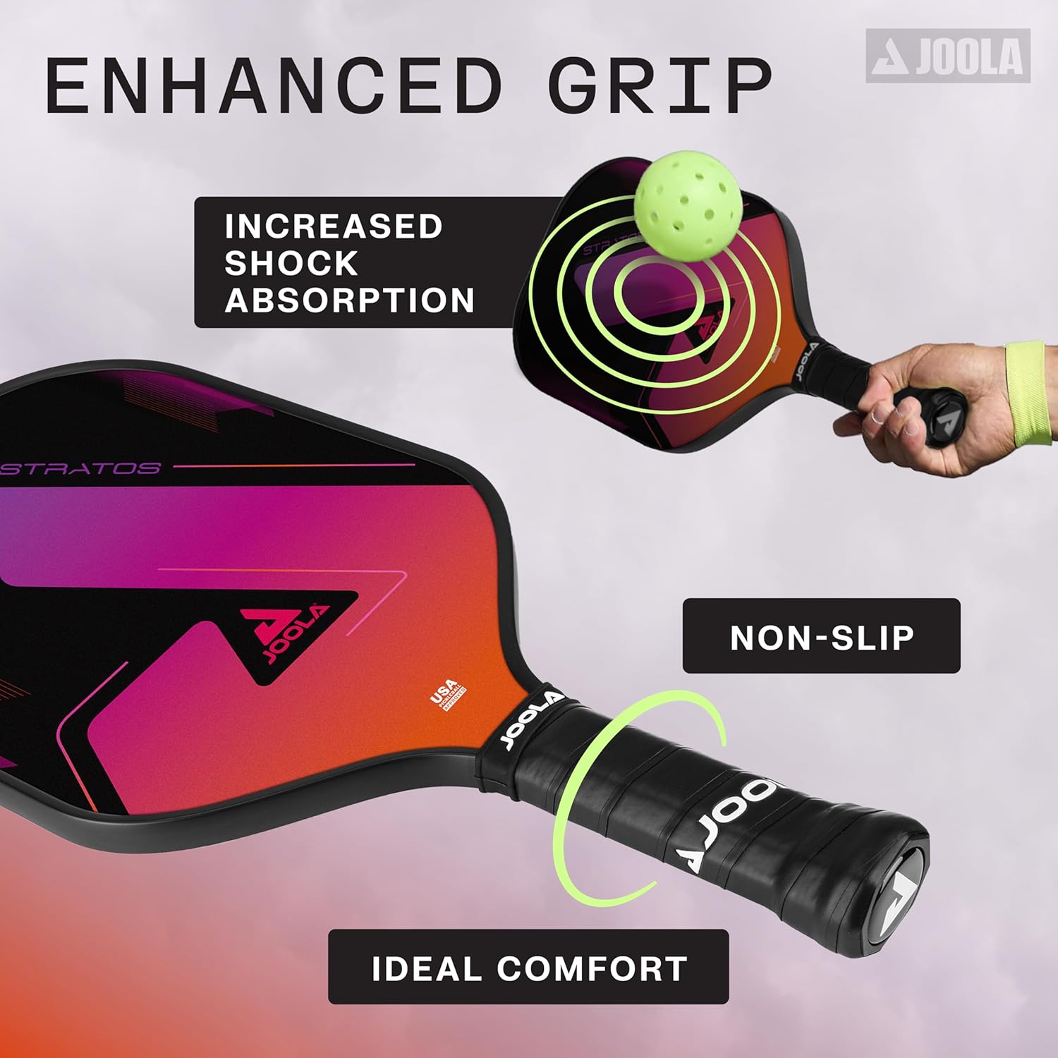 JOOLA Stratos Pickleball Paddle – Lightweight Fiberglass with Polypropylene Core - USAPA Approved - Large Sweet Spot for Added Control - Pickle Ball Paddle for All Players - Multiple Color Options