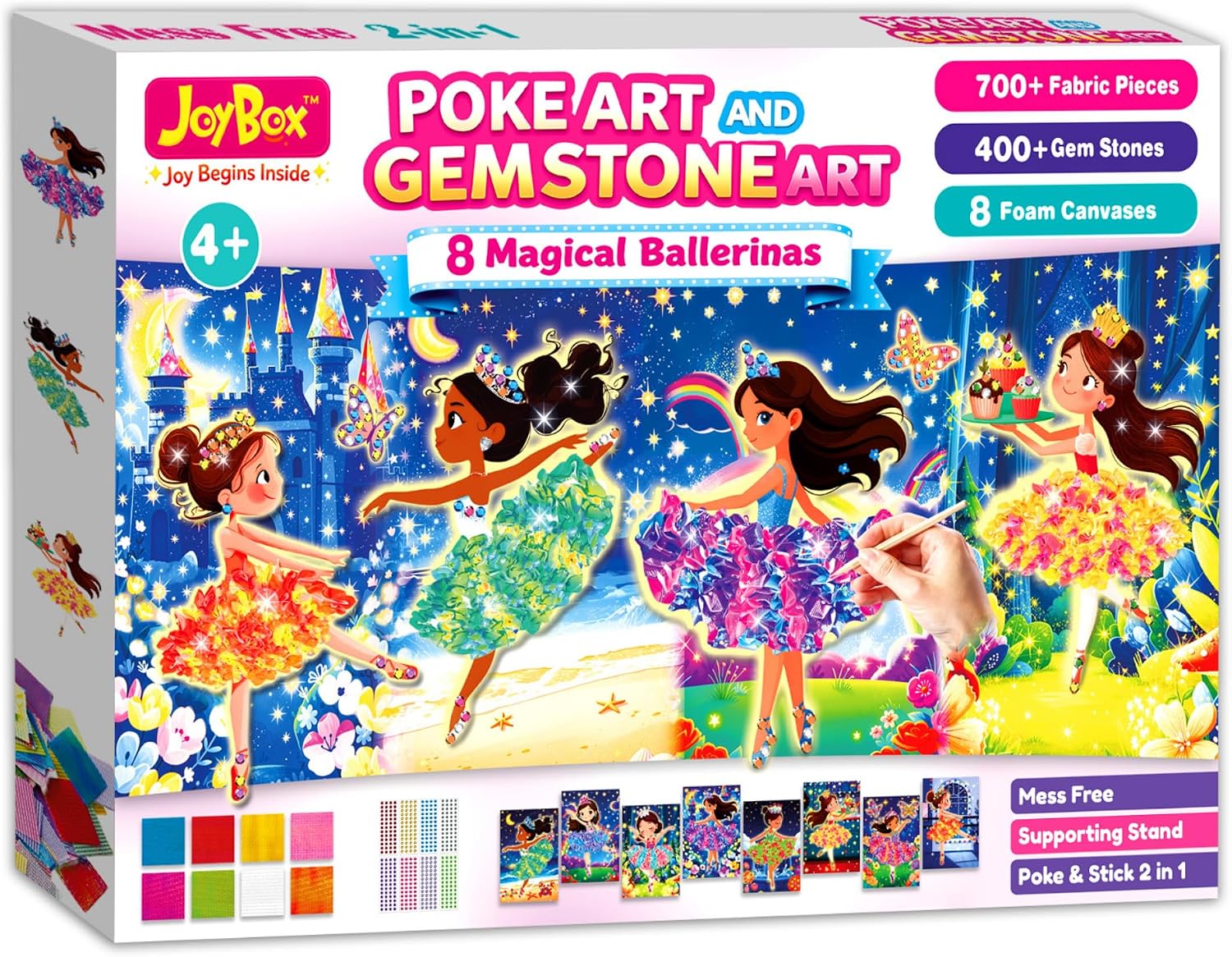 JoyBox Poke Art & Gemstone Art 2-in-1 Craft Kit for Kids Ages 4-12