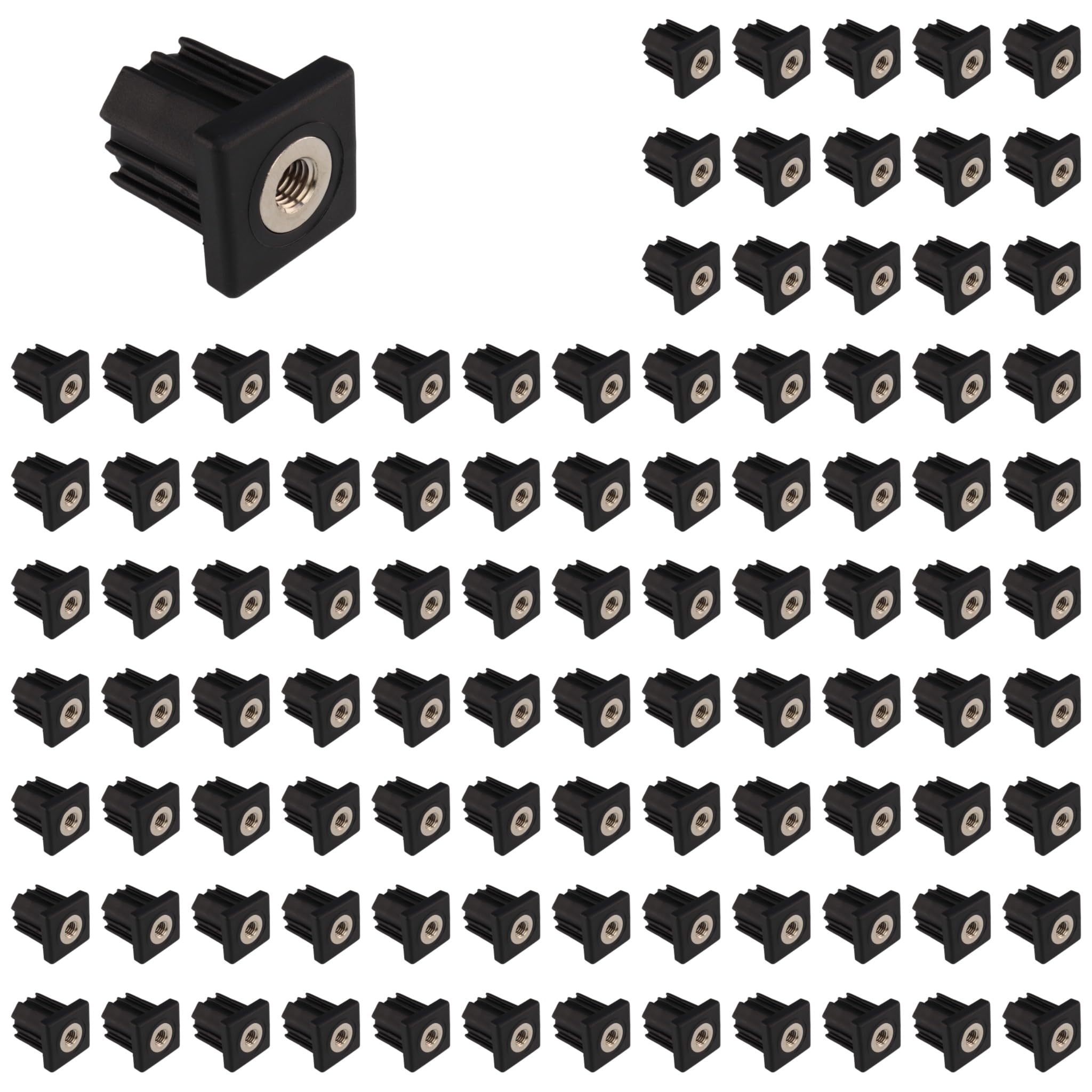 100 tapones roscados M12, 40 x 40 x 3,0, plástico PA reforzado con