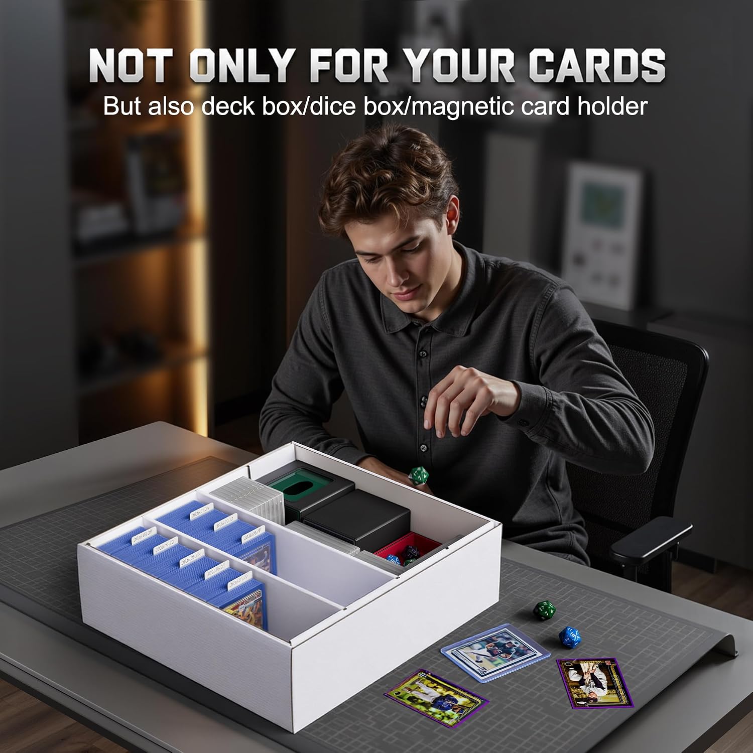 ZLCA 4 Row Trading Card Storage Box, 3200+ Standard Card 700+ Top Loader image 4