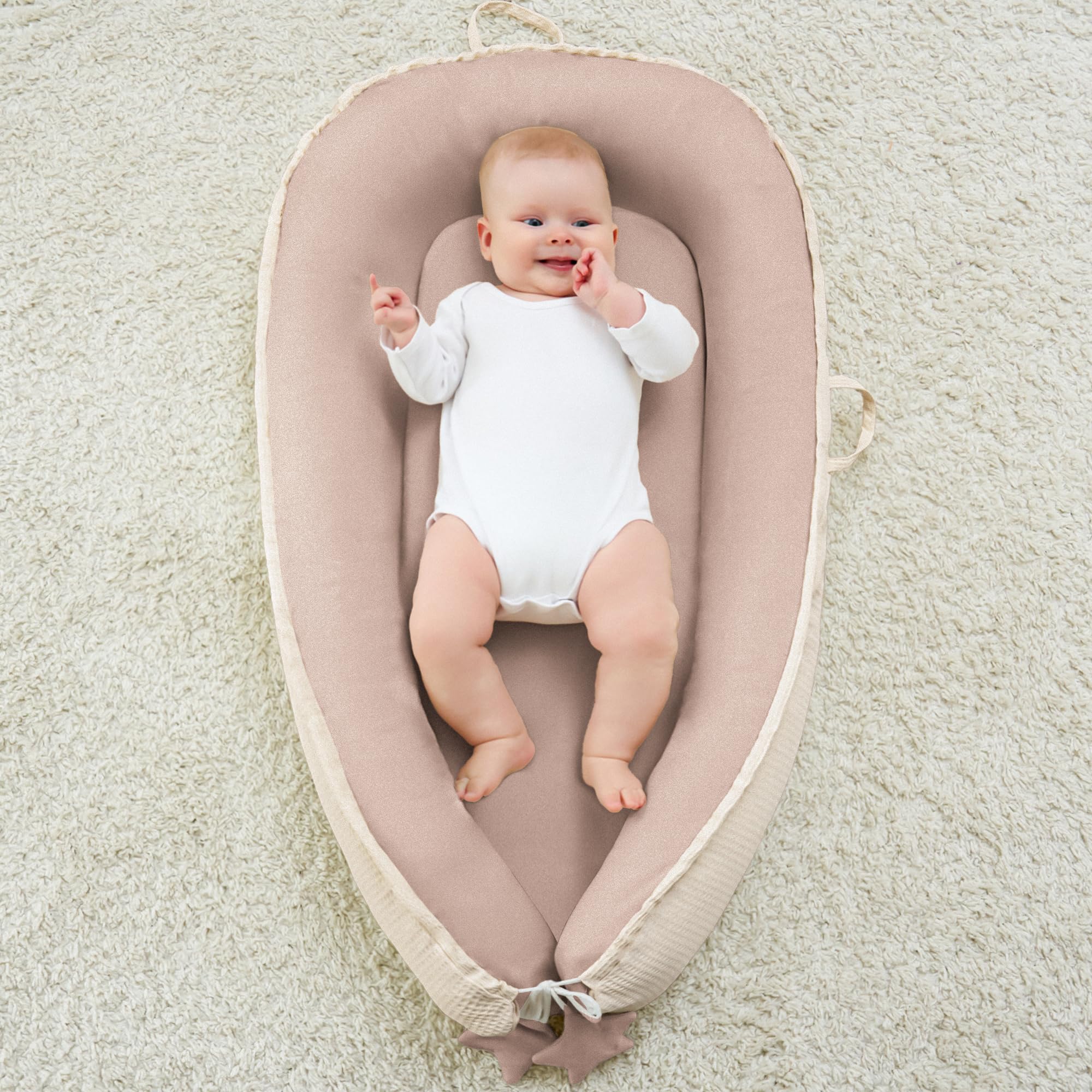 Susurration Nido per neonati, multifunzionale, per lettino, versatile, portatile, su entrambi i lati, 90 x 55 cm (sabbia)