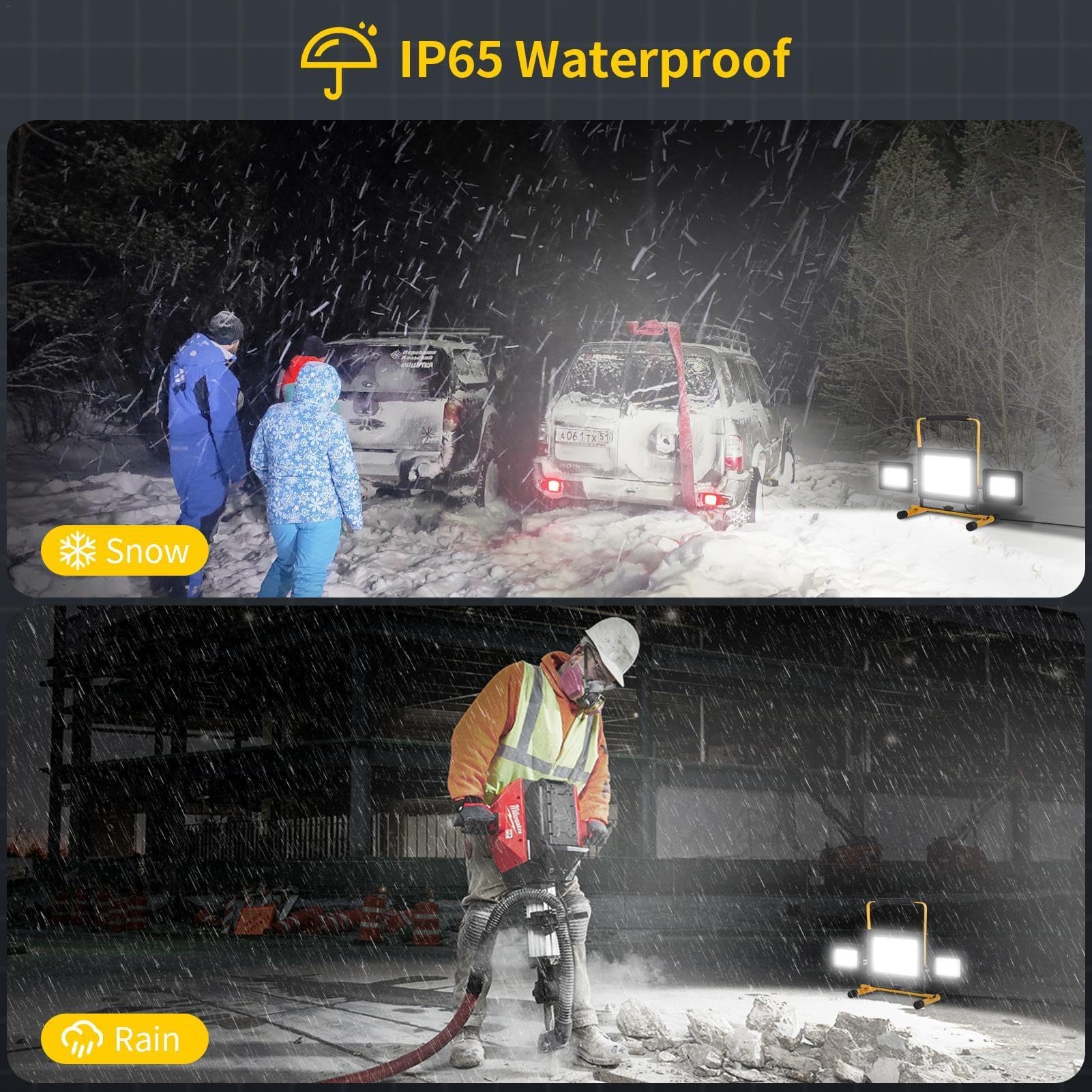 Faretto LED da Cantiere 100W,10000LM Faro LED Esterno con Spina,6500K Bianco Rotazione Faro LED Portatile,IP65 Impermeabile Faretti LED Esterno, Fari LED da Esterno per Garage Costruzione