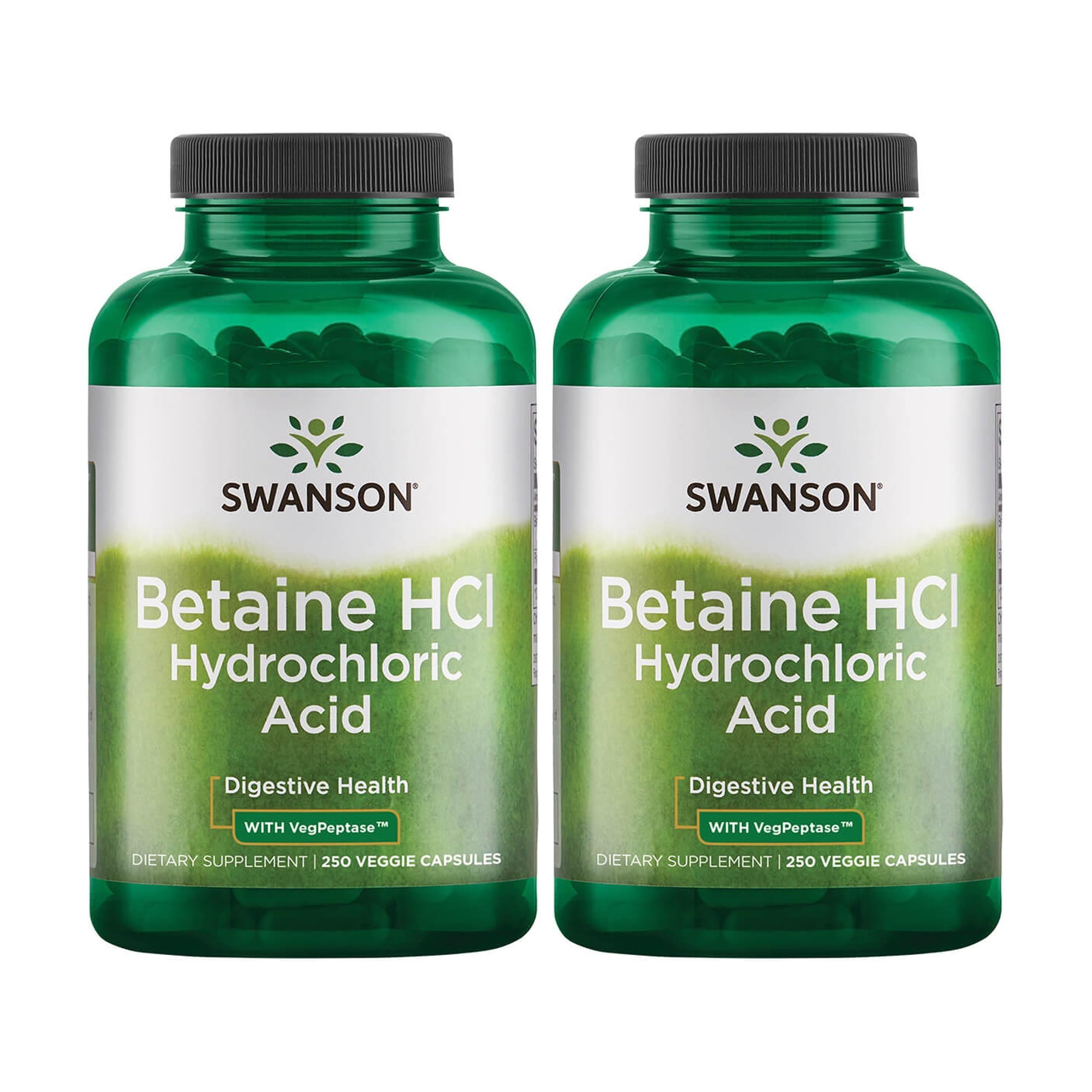 Swanson Hydrochloric Acid with Pepsin, 250 Capsules, 2 Pack 250 Count (Pack of 2)