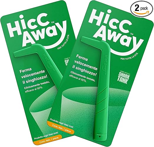 HICCAWAY Hiccup Straw - Stops Hiccups Naturally & Fast - As Seen On Shark Tank - Clinically Proven Relief for All Ages, Children & Adults - Safe, Lightweight, & Reusable (Green, 2 Pack)