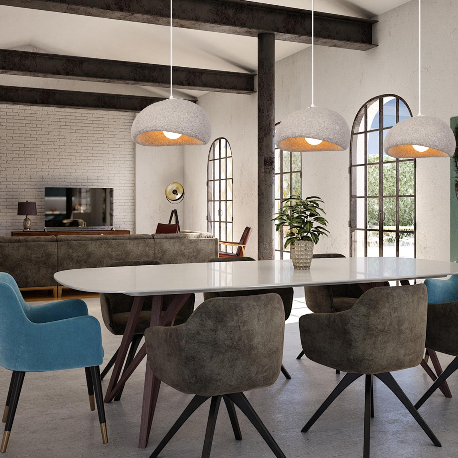 Pendelleuchte Moderne Hängelampe Kreative Lampenschirm Kronleuchter Ø40cm Hängeleuchte E27 Verstellbar Deckenleuchte für Schlafzimmer Esszimmer Wohnzimmer, Grau