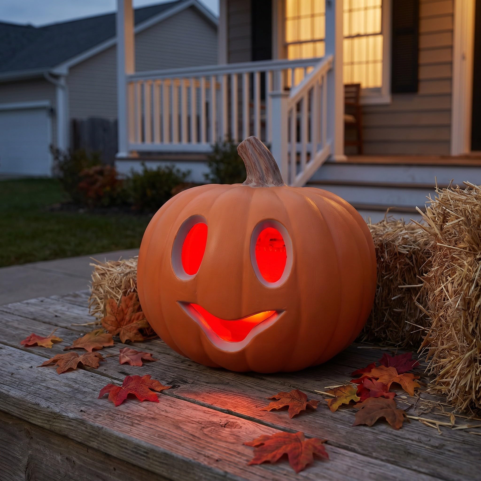 ibasenice Decorazione di Halloween a Forma di Zucca: Grande Zucca illuminata da 23 cm (9 Pollici) - Lanterna Spaventosa e Luminosa per Il Portico, Il Giardino e Le Feste a Tema casa stregata.