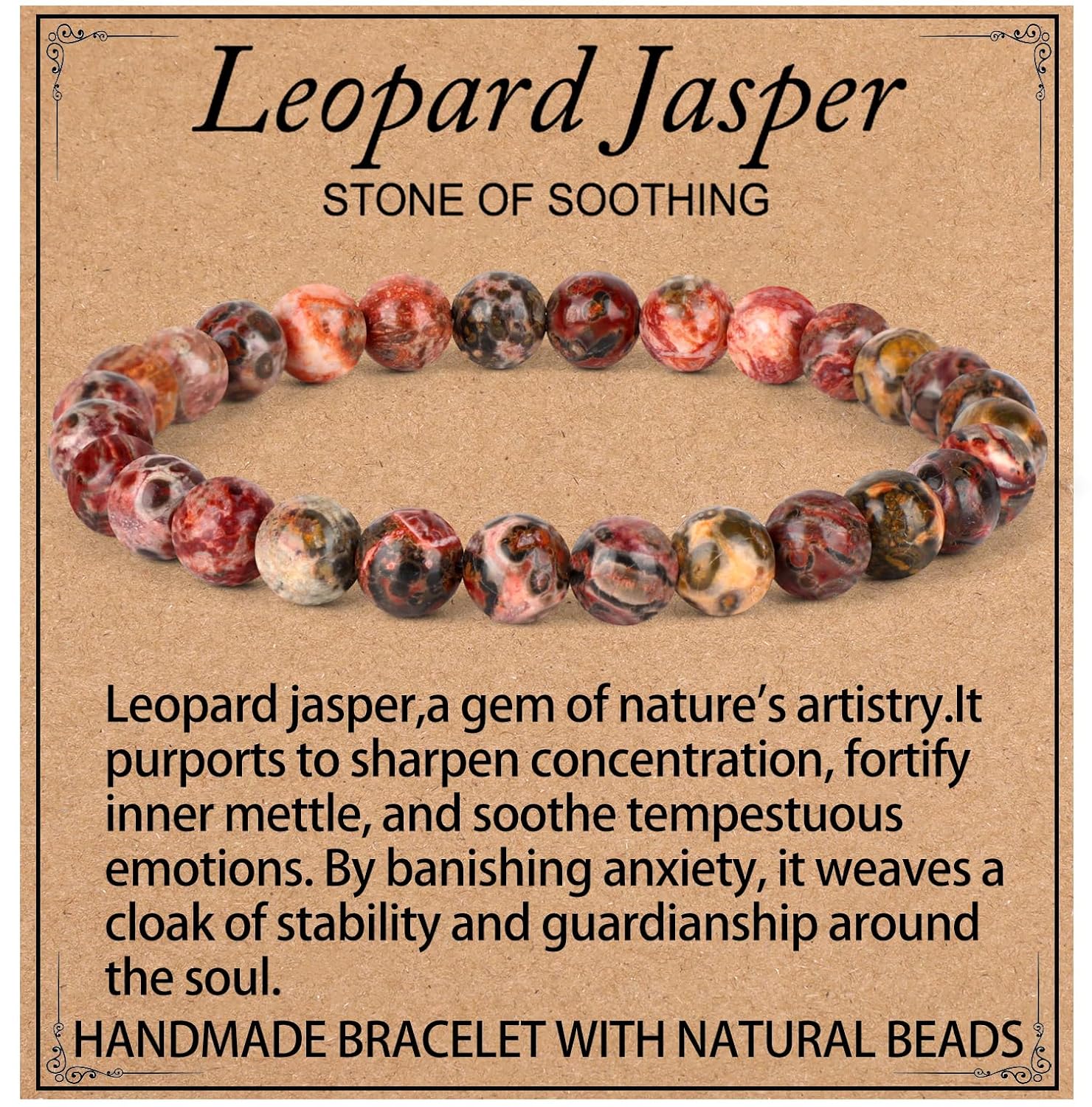 LPBeads Handmade Natural Gemstone Stretch Elastic Bracelet Healing Crystal Round Stone Beads Jewelry Gifts for Women Men