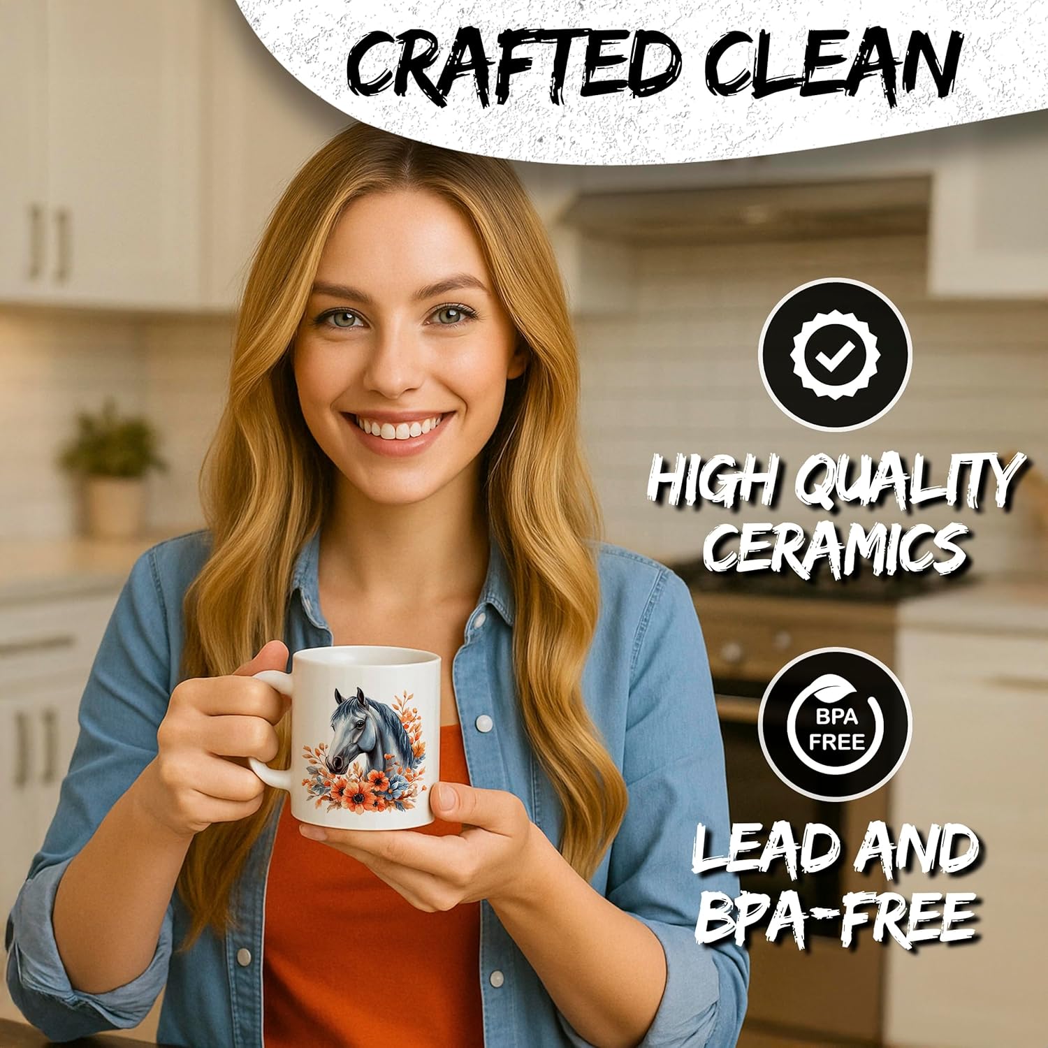 Horse Ceramic Coffee Mug 11oz Equine Stallion Gallop - Tea Coffee Mug with Comfortable Grip - Unique Animal Gift Cup for Office or Home - Vibrant Long-Lasting Print ID44991 - Image 5