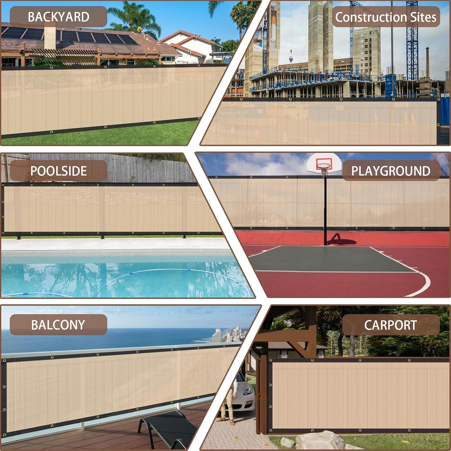 Weidear Privacy Fence Screen, 4x27FT Patio Privacy Screen, 160 GSM Shade Cloth Netting Mesh with Chain Link Cable Zip Ties, Fence Covering for Outdoor, Balcony, Yard, Panel, Garden,Wind- Sand