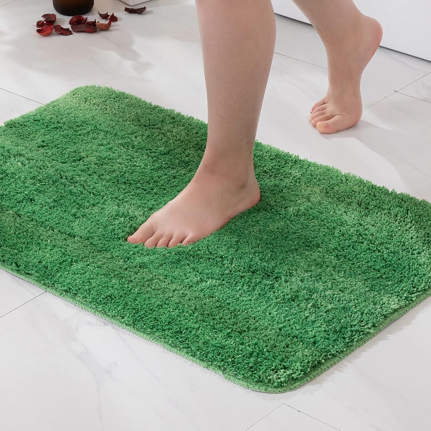 MIULEE Bathroom Rug Entrance Mat Shower Mat Non-Slip Tabis Absorbent Soft Microfibre Toilet Bath Tub Outlet Kitchen Living Room Bedroom Grass Green 50 x 80 cm - Image 3