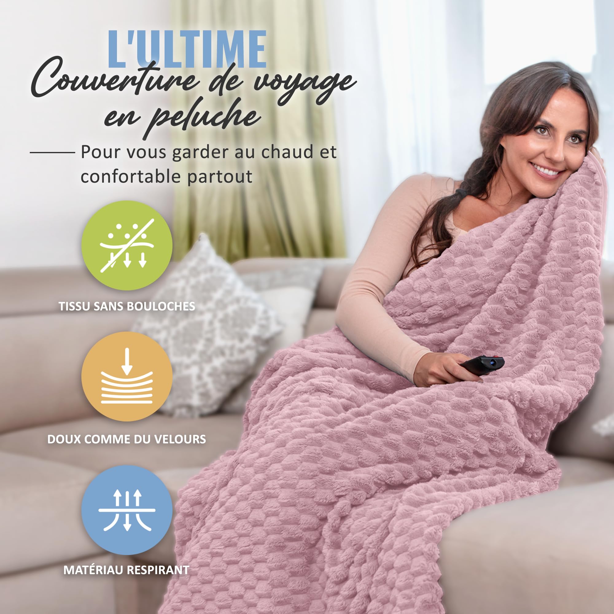 Kit De Voyage Aérien Avec Couverture Polaire, Coussin Gonflable Pour Cou Et Housse De Transport