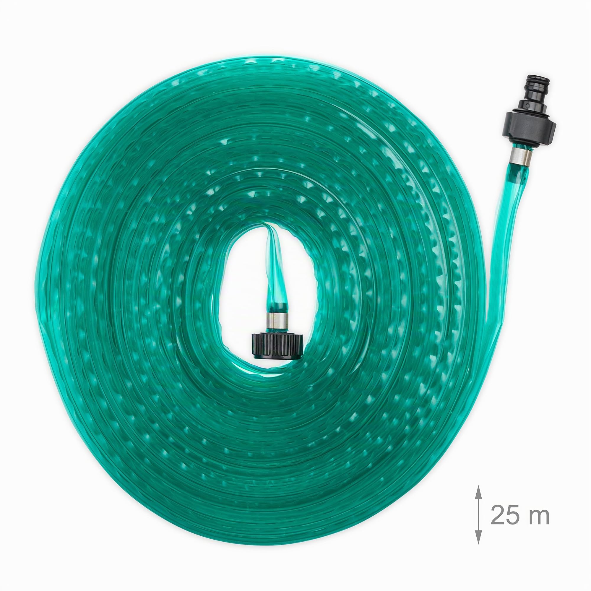 Relaxdays Manguera Microperforada Jardín, 25 m, Plana, Tubo Perforado de Riego Eficiente, Lista para Conectar, Verde