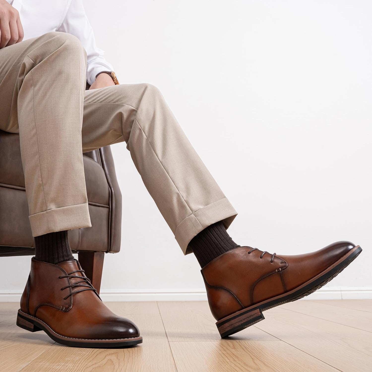 Jousen Mens Chukka Boots Classic Leather Dress Boot - Image 7