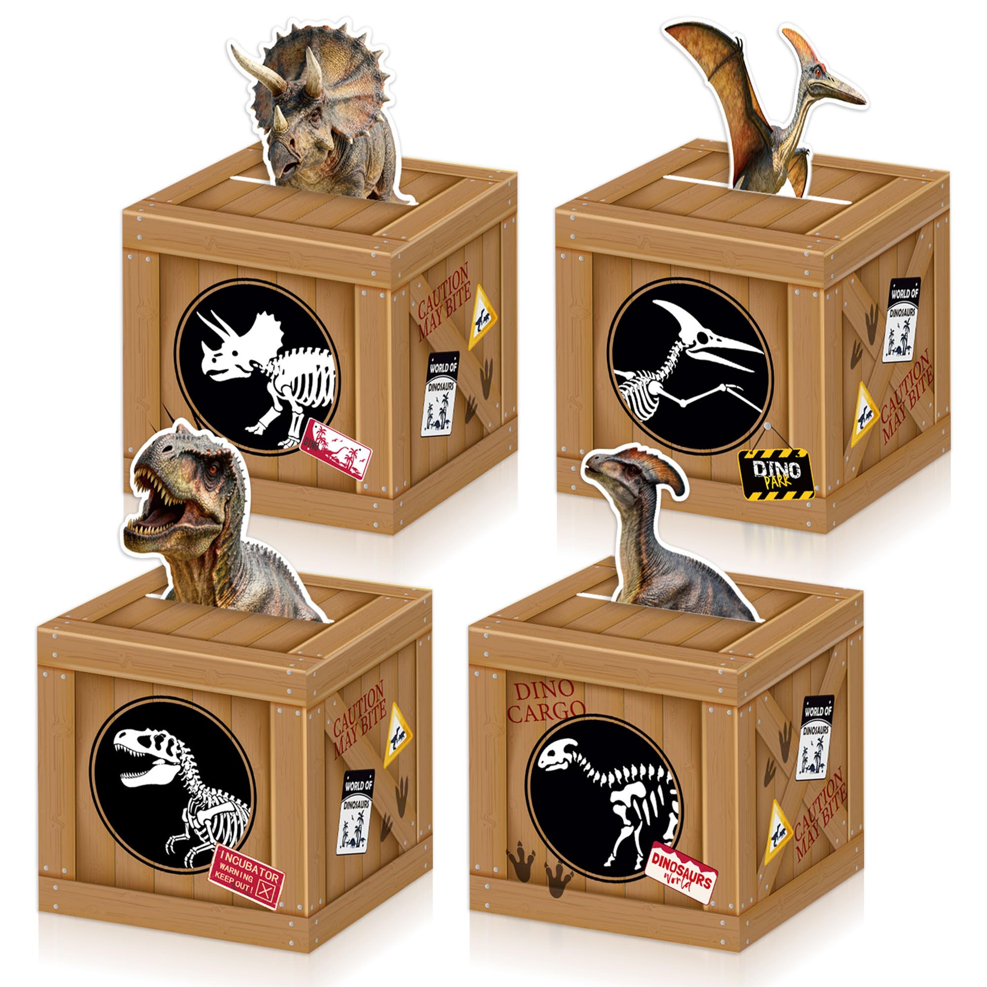 BACH AND BOOZY 12 PCS Dinosaur Birthday Treat Game Activity Boxes Dinosaur Park Table Centerpieces Decorations Dino Candy Goodies Gift Bags for Dino Party Favors Supplies