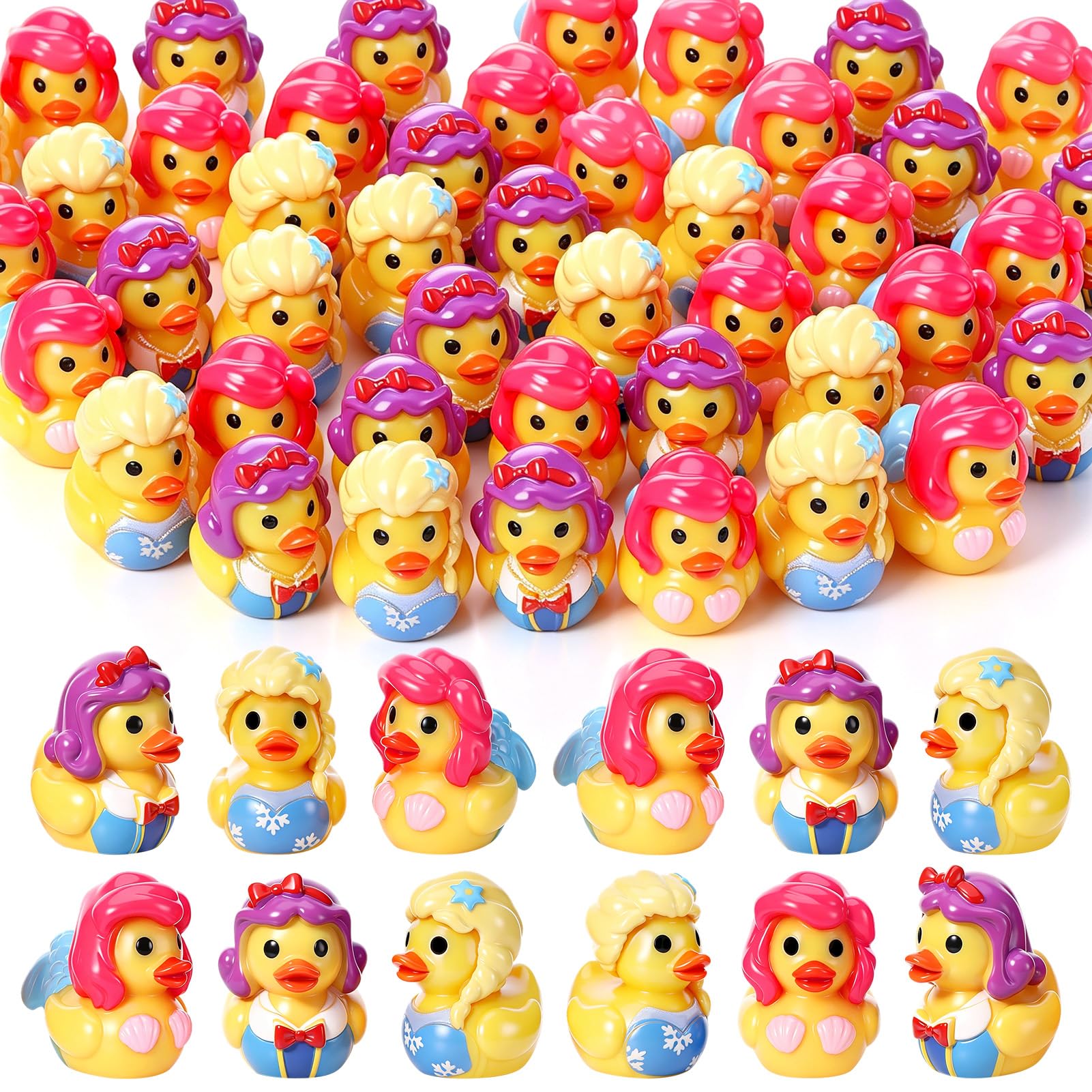 GGSTDDUP 60 Pcs Princess Ducks Toy Figures, Mini Resin Ducks Bulk โ image 1