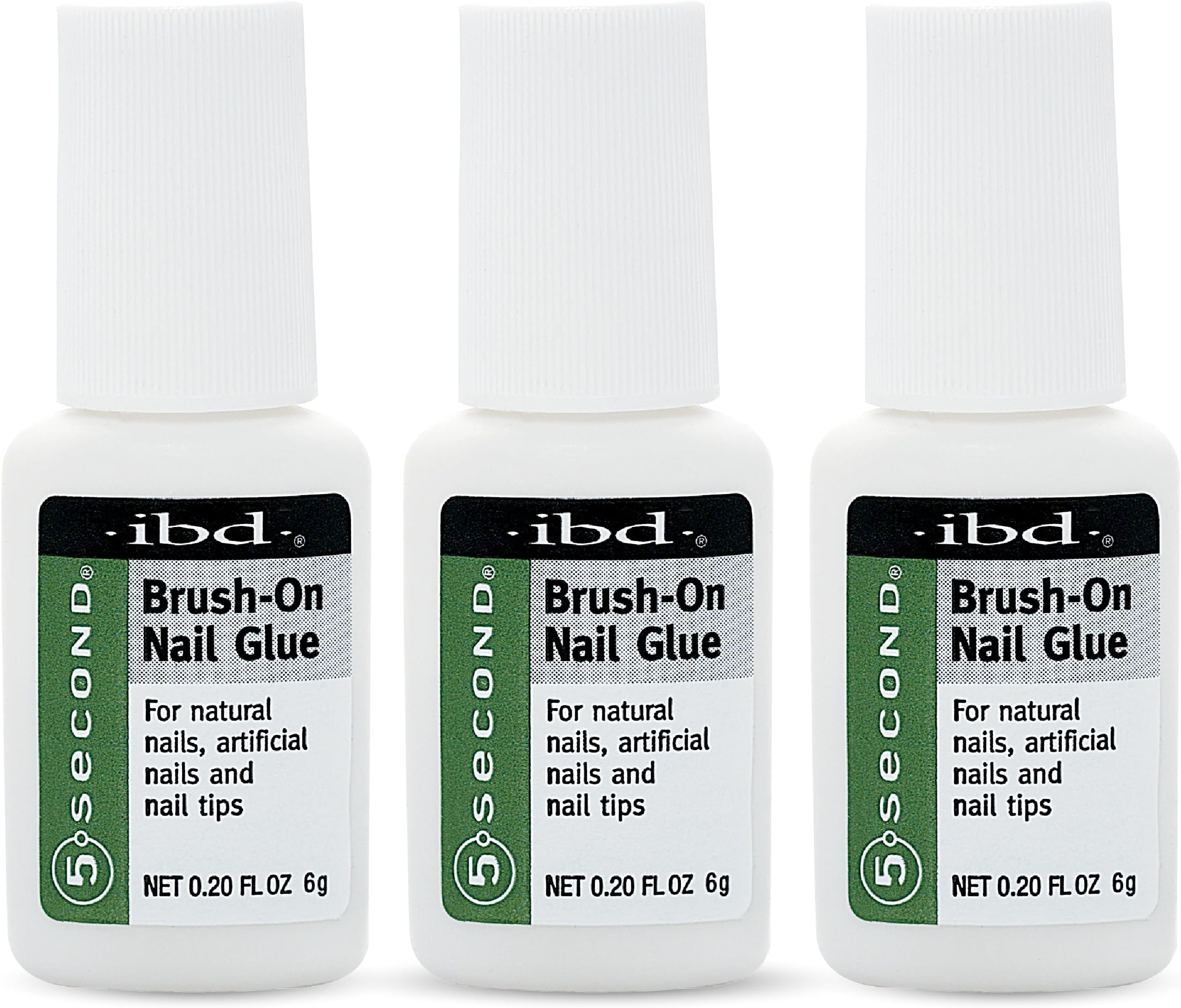 5 Second Brush-On Nail Glue 6 g, For Nail Tips, Full Cover Nails, And For Repairing Of Cracked, Split Natural Nails, 3 Packs