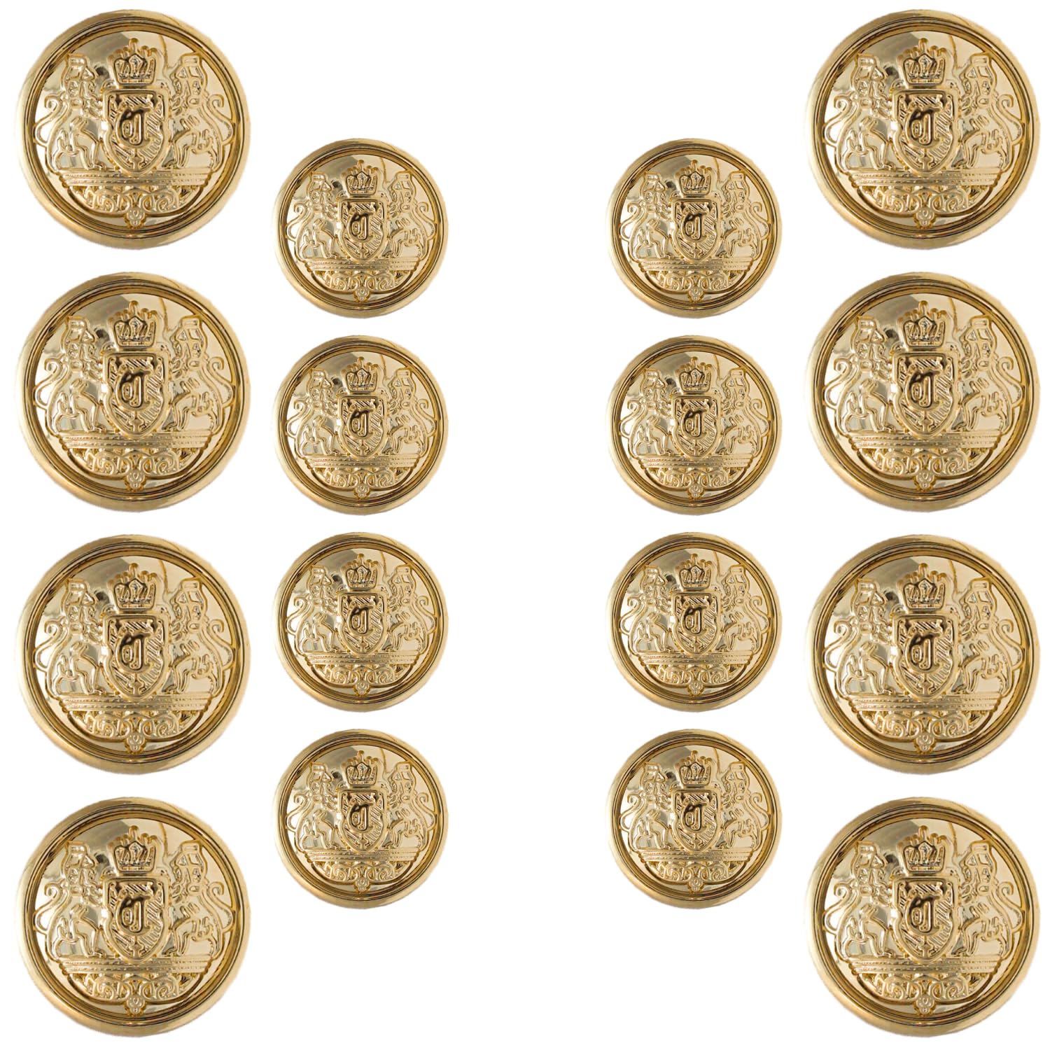 Ani Accessories 3D Shining Golden Metal Shank Button for Coat Blazer Suit, Sherwani, and Bandhgala Indian Dresses Sports Coat Uniform Jacket (Pack of 16, Shininh Golden 2)-picture-18