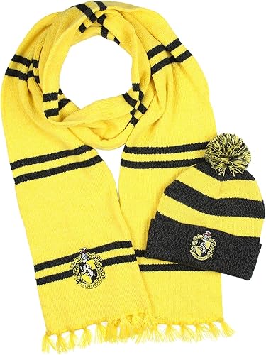 Harry Potter Hogwarts Houses - Juego de bufanda y gorro de punto