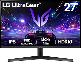 LG UltraGear Gaming Monitor 27GS60F, 27 Inch, 1080p, 180Hz, 1ms Response Time, IPS Display, HDR 10, NVIDIA G-Sync compatib…