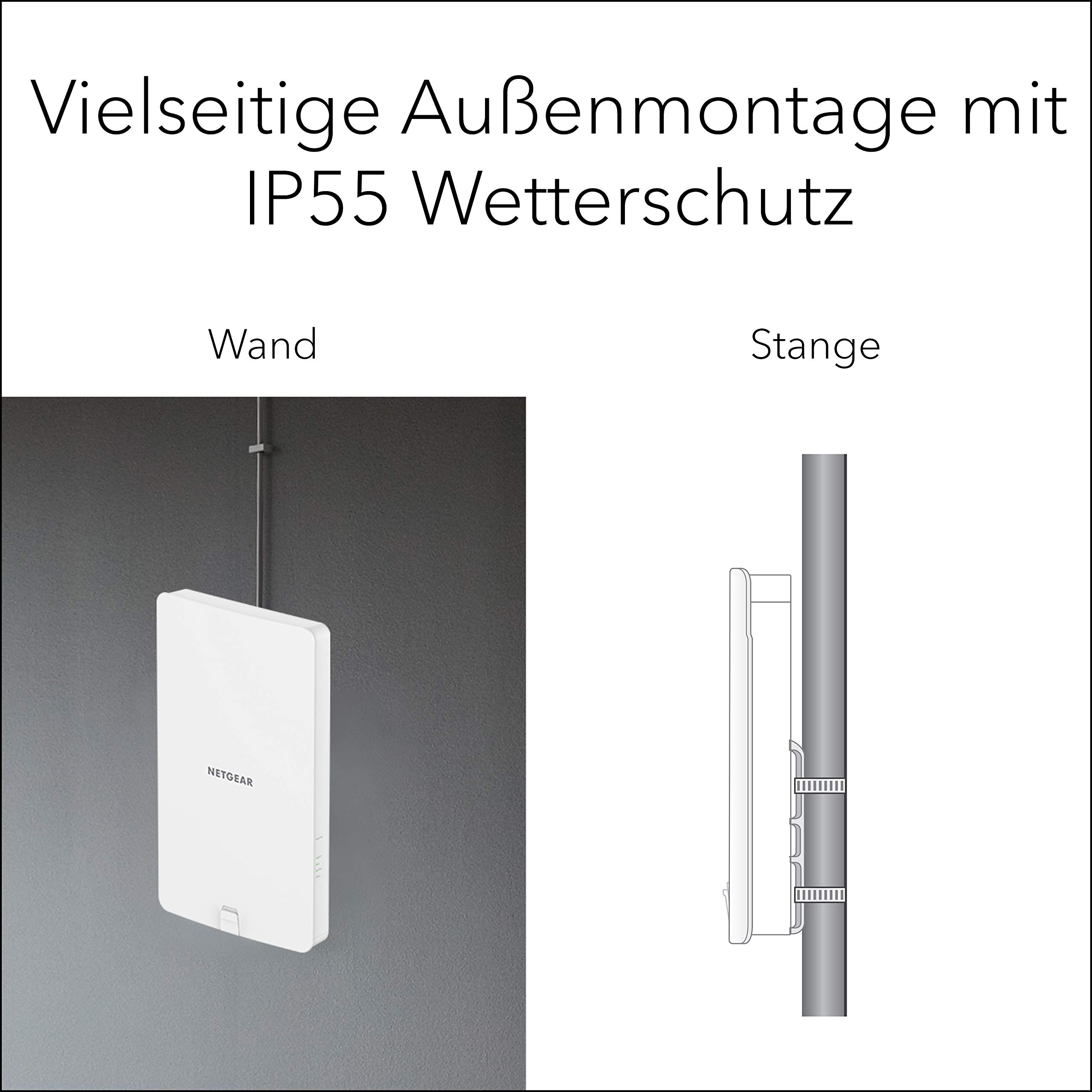 NETGEAR Outdoor Wifi 6 Access Point (WAX610Y)- WiFi 6 Dual-Band AX1800-snelheid | Tot 200 apparaten | IP55 weerbestendig | 802.11ax | Insight Remote Management | PoE+ voeding