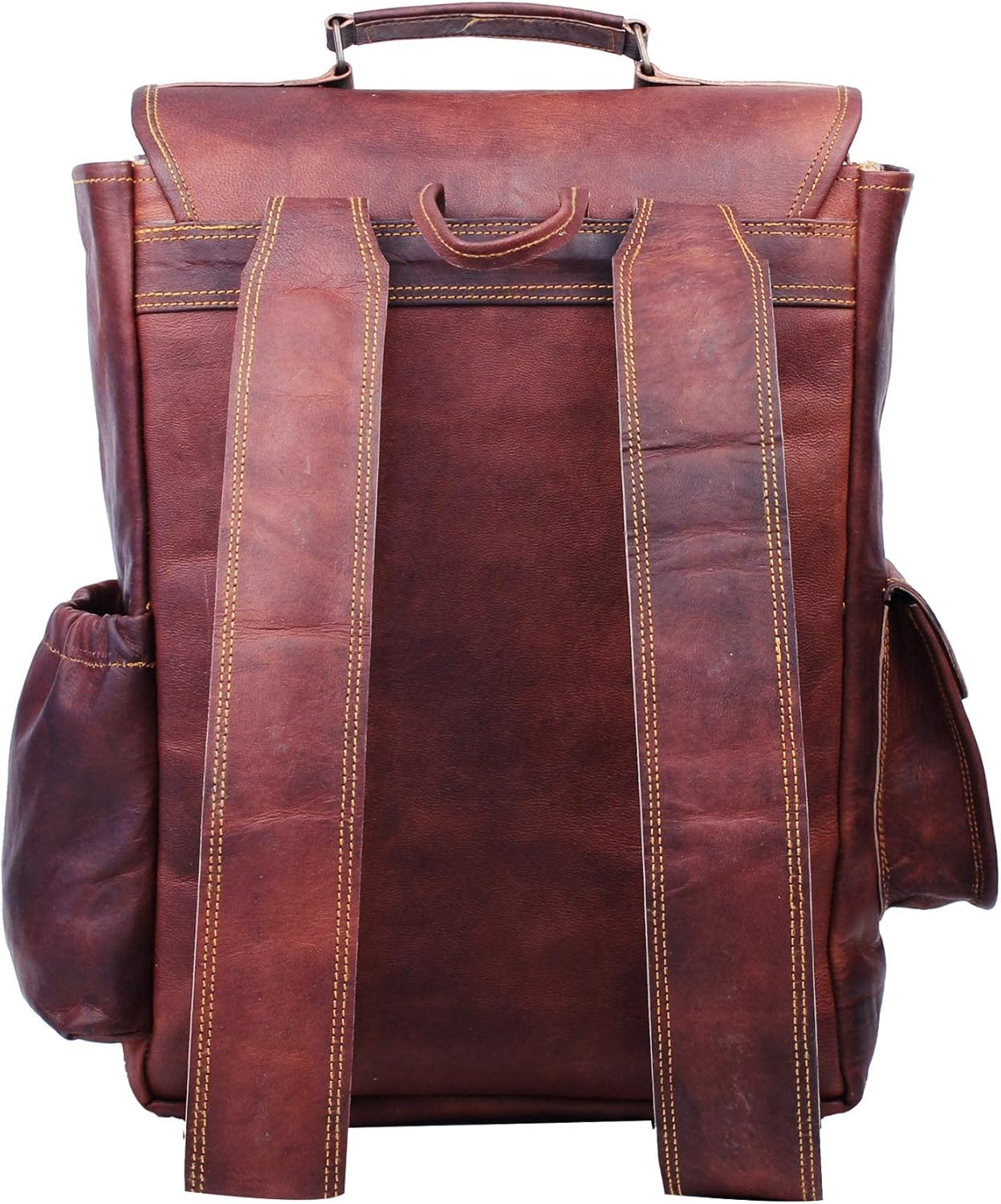 Handmade 16 Inch Brown Leather Backpack For Men Vintage Easy Open Push Lock Genuine leather backpack for women | Leather laptop backpack for men and women with padded Laptop Compartment - Image 8