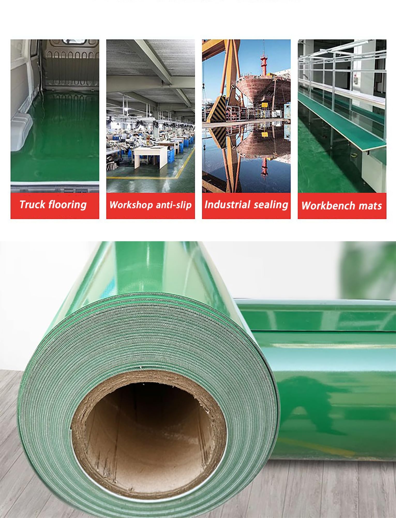 Förderbandmaterial, Hochleistungs-Förderband-Ersatzband for Fabrik, Lager und Schüttgüter, einseitige grüne PVC-Bänder(60x120cm/23.6x47.2in)